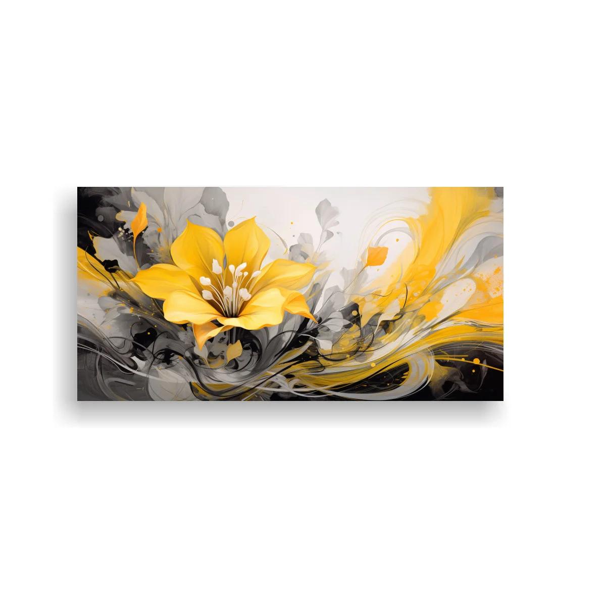 Cuadro lirio amarillo con remolinos gestuales