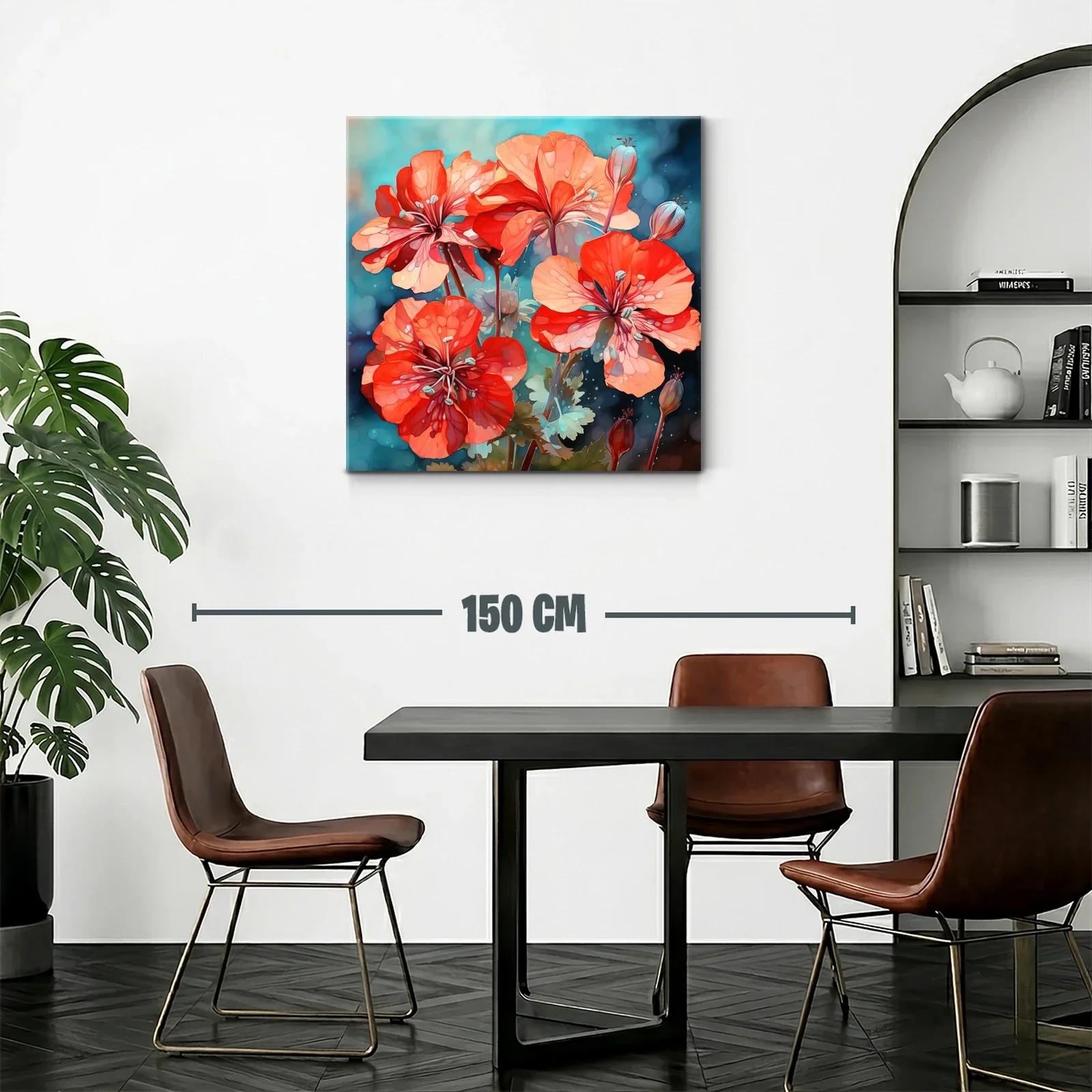 Flores rojas vibrantes sobre fondo azul turquesa — miniatura 2