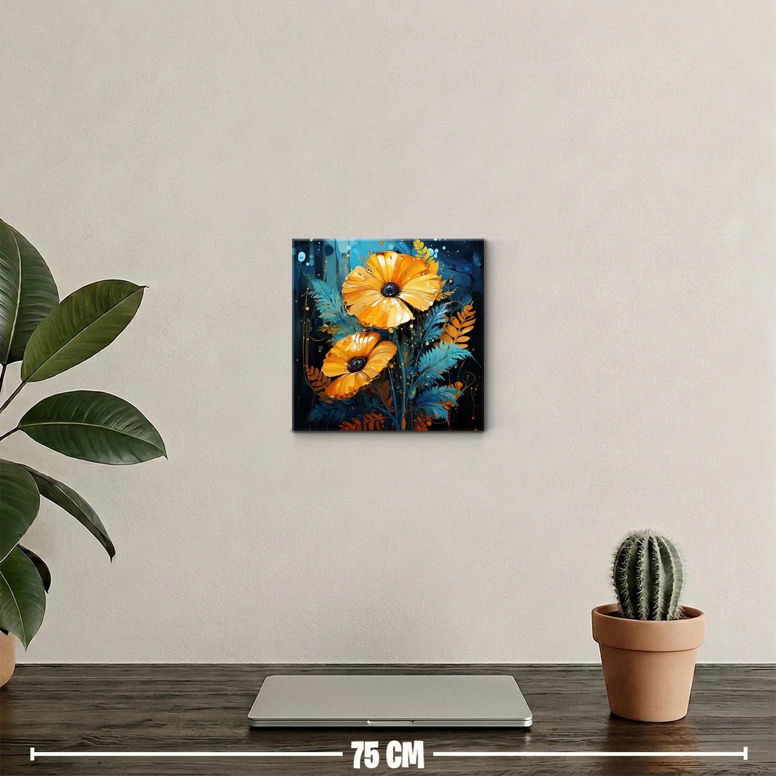 Cuadro decorativo con dos flores amarillas vibrantes — miniatura 2