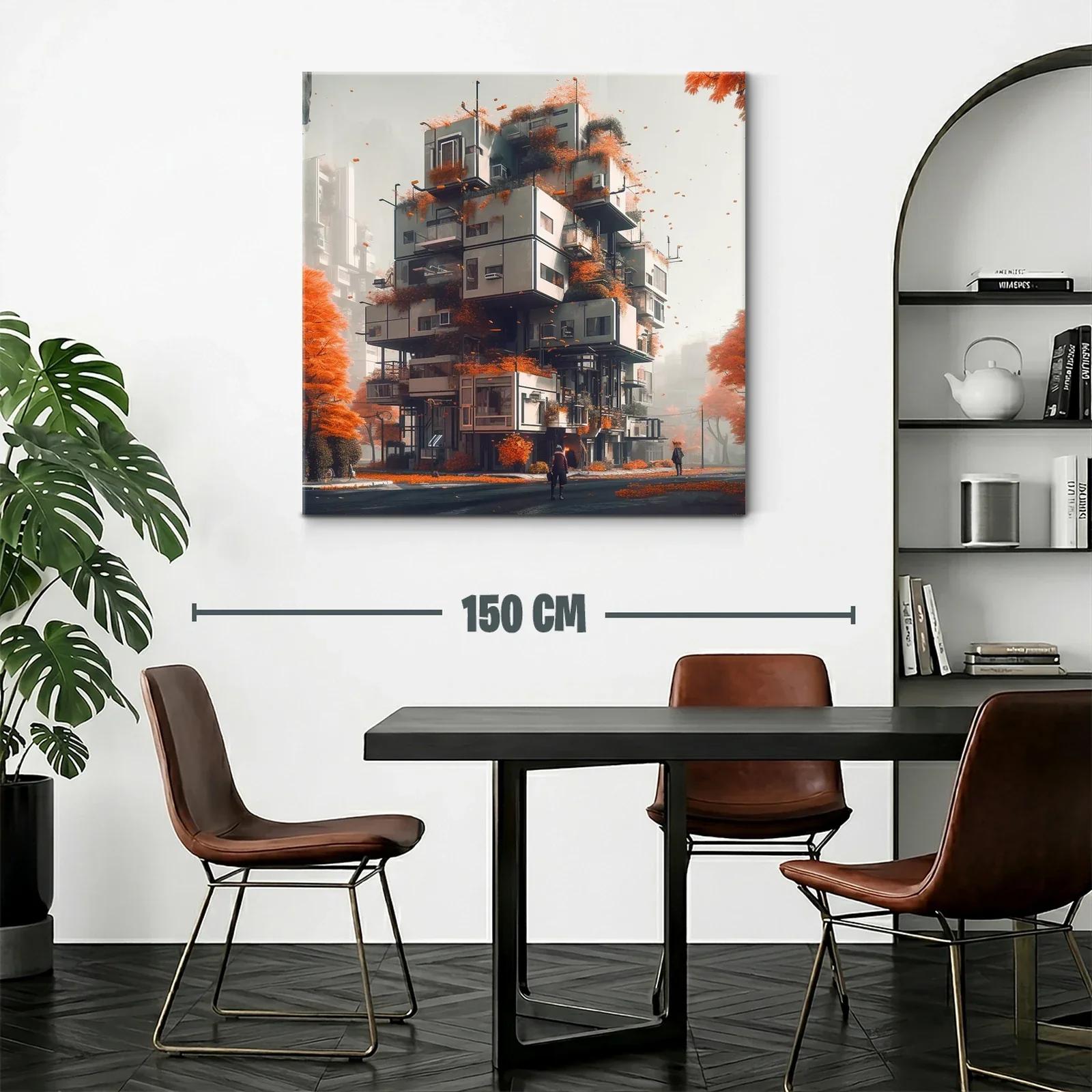 Arquitectura moderna entre follaje otoñal vibrante — miniatura 2