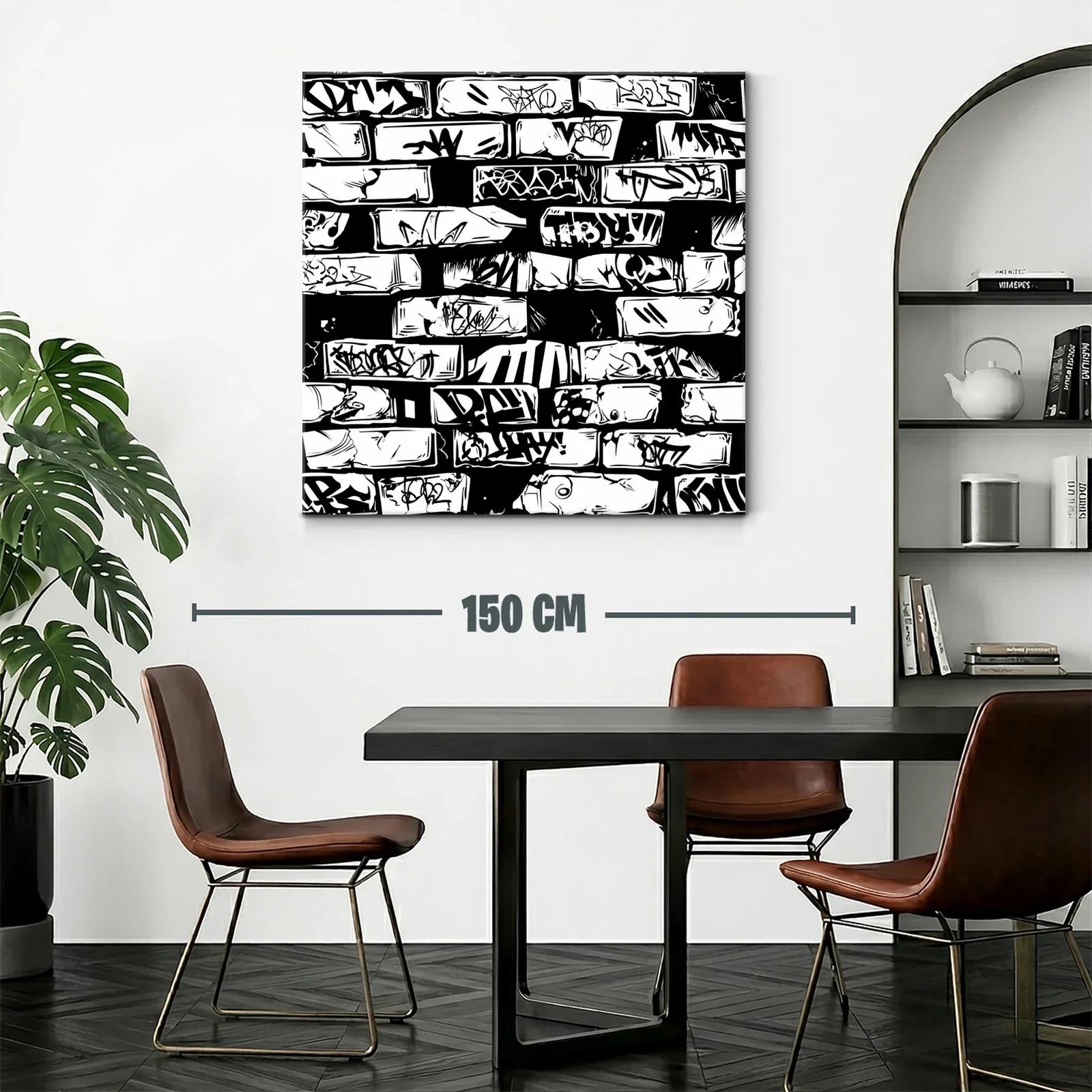 Arte urbano con grafitis en patrón monocromo moderno — miniatura 2