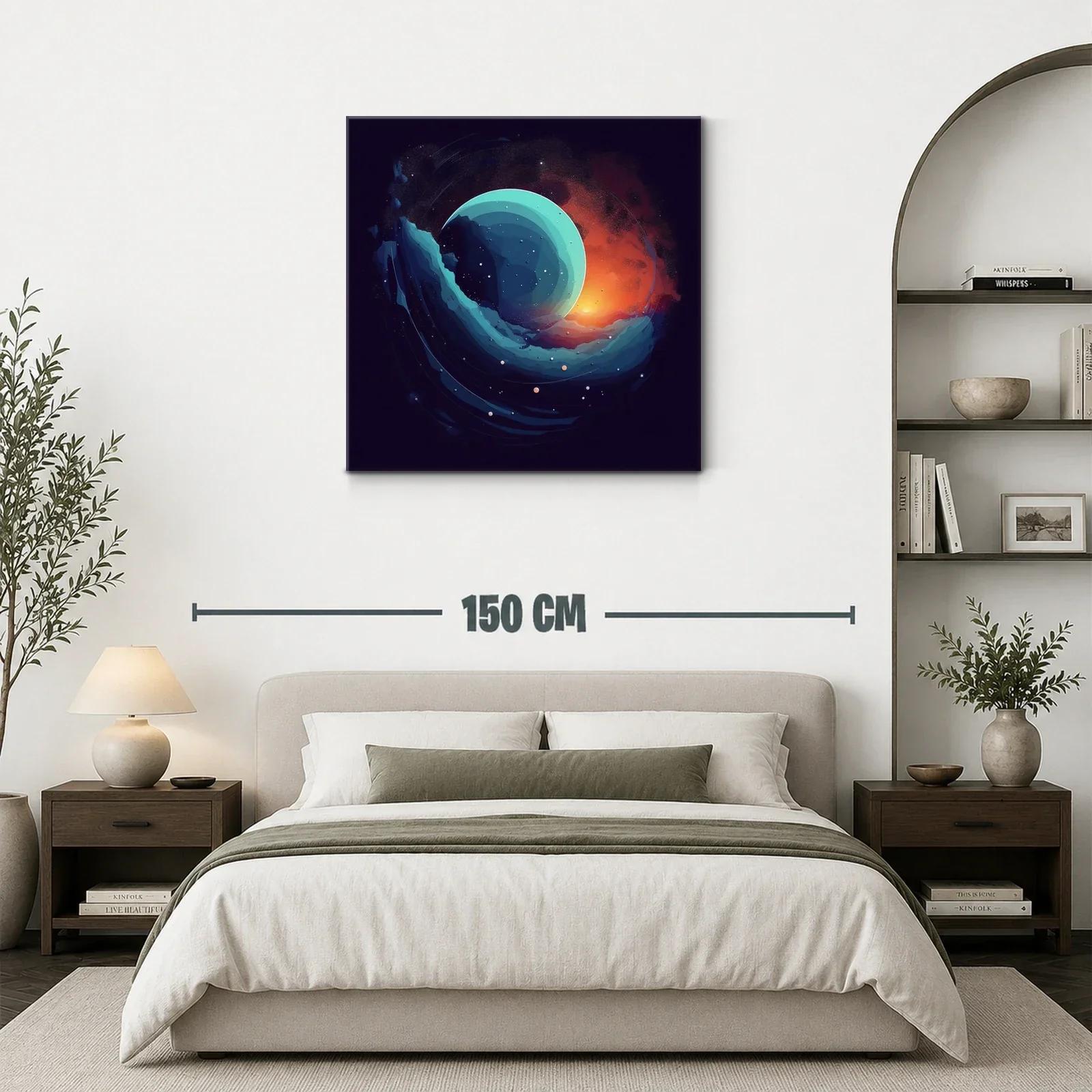 Composición abstracta con esfera celeste y luz cálida — miniatura 3