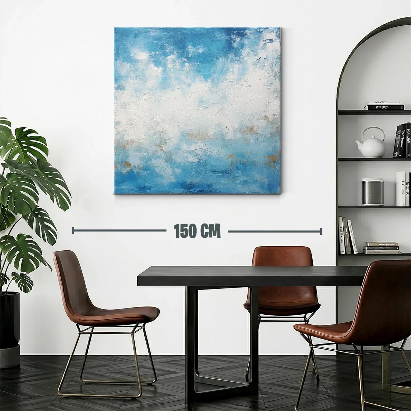 Abstracto en tonos azules y blancos con toques dorados — miniatura 2