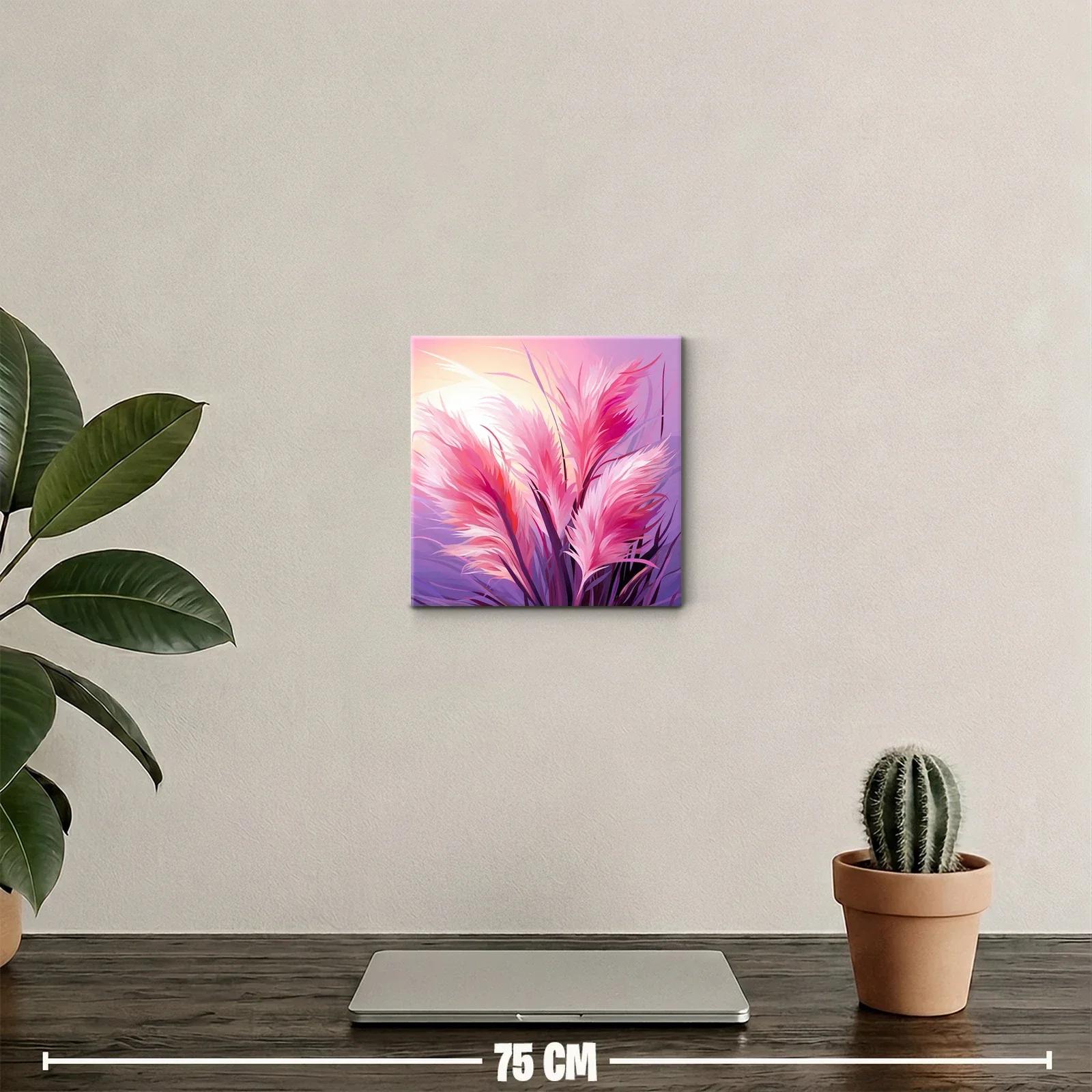 Cuadro decorativo con plumas rosadas vibrantes — miniatura 2