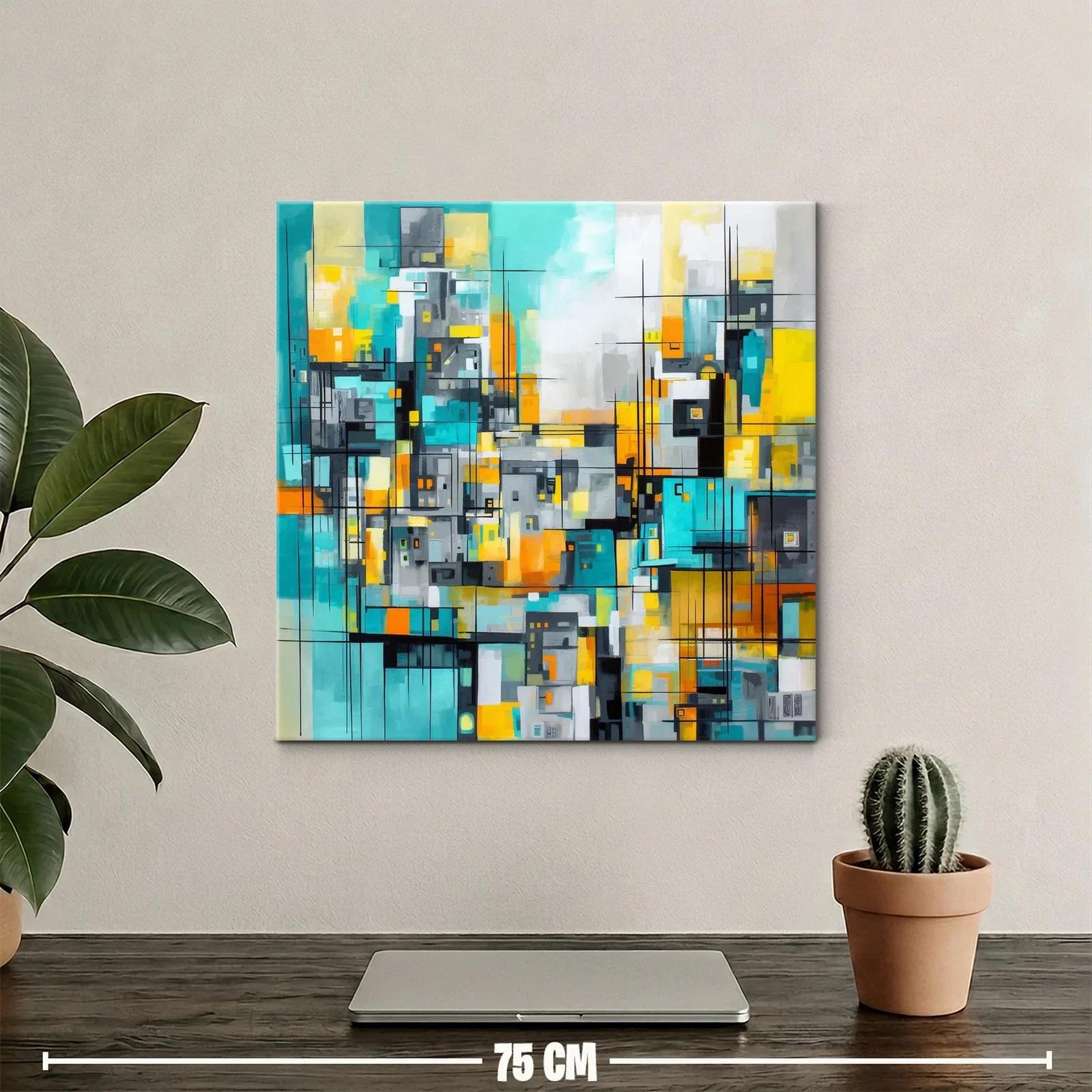 Composición abstracta con tonos vibrantes y líneas geométricas — miniatura 2