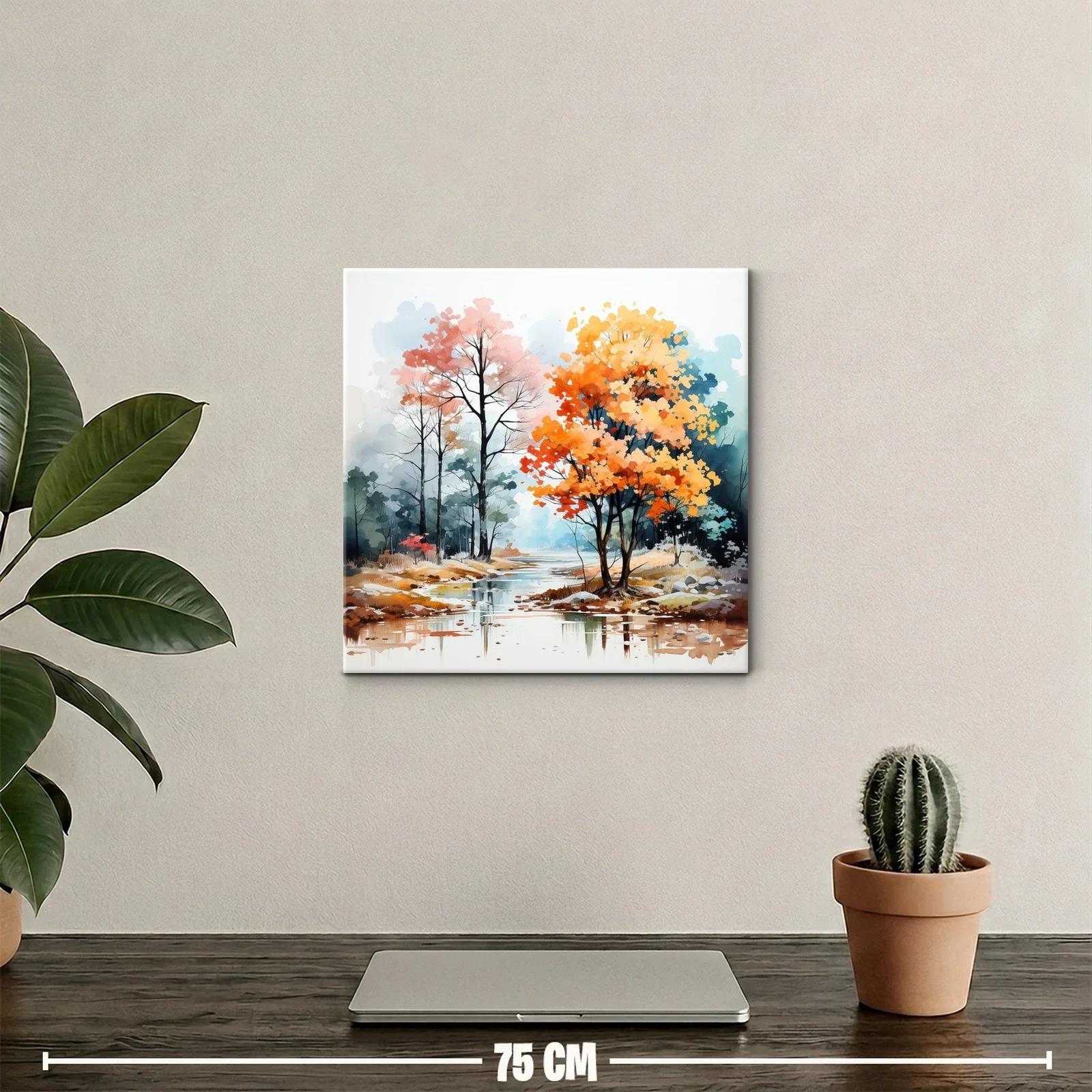 Paisaje otoñal con árboles vivos junto al río sereno — miniatura 2