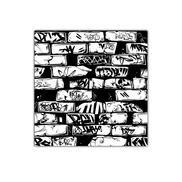 Arte urbano con grafitis en patrón monocromo moderno