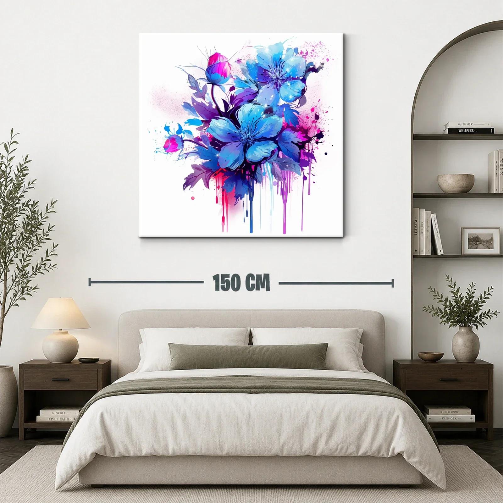Ramo vibrante de flores azules con acentos fucsia — miniatura 3