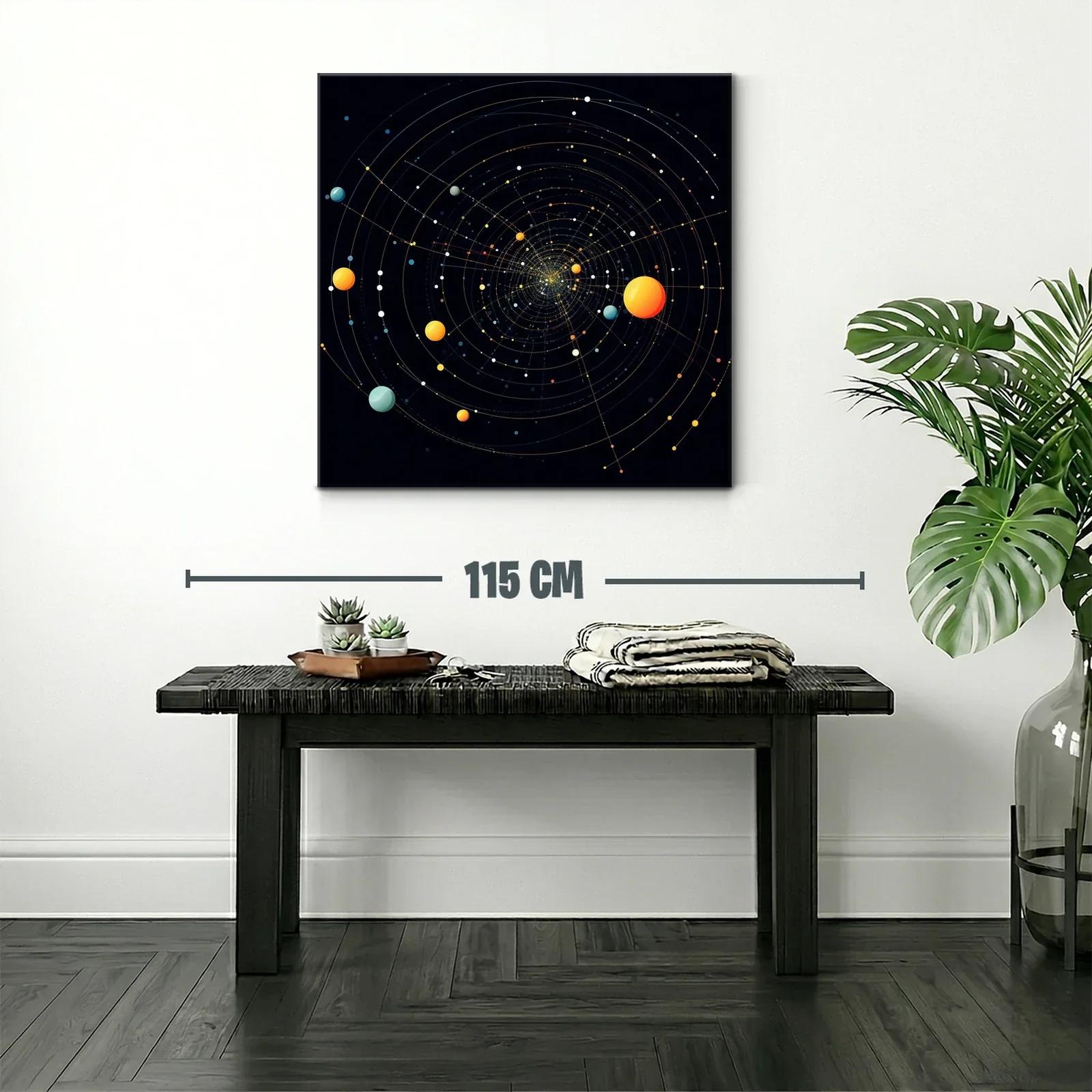 Cuadro abstracto con espiral cósmica y elementos planetarios — miniatura 2