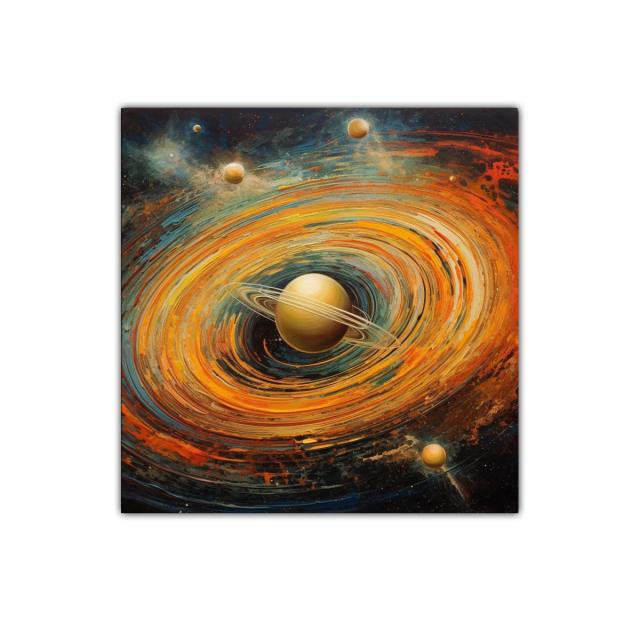 Cuadro decorativo universo con tonos cálidos y dinámicos