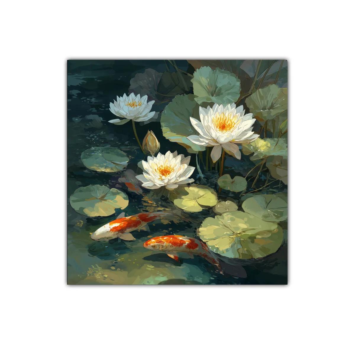 Serenidad de Nenúfares y Peces Koi en Agua Tranquila — imagen principal