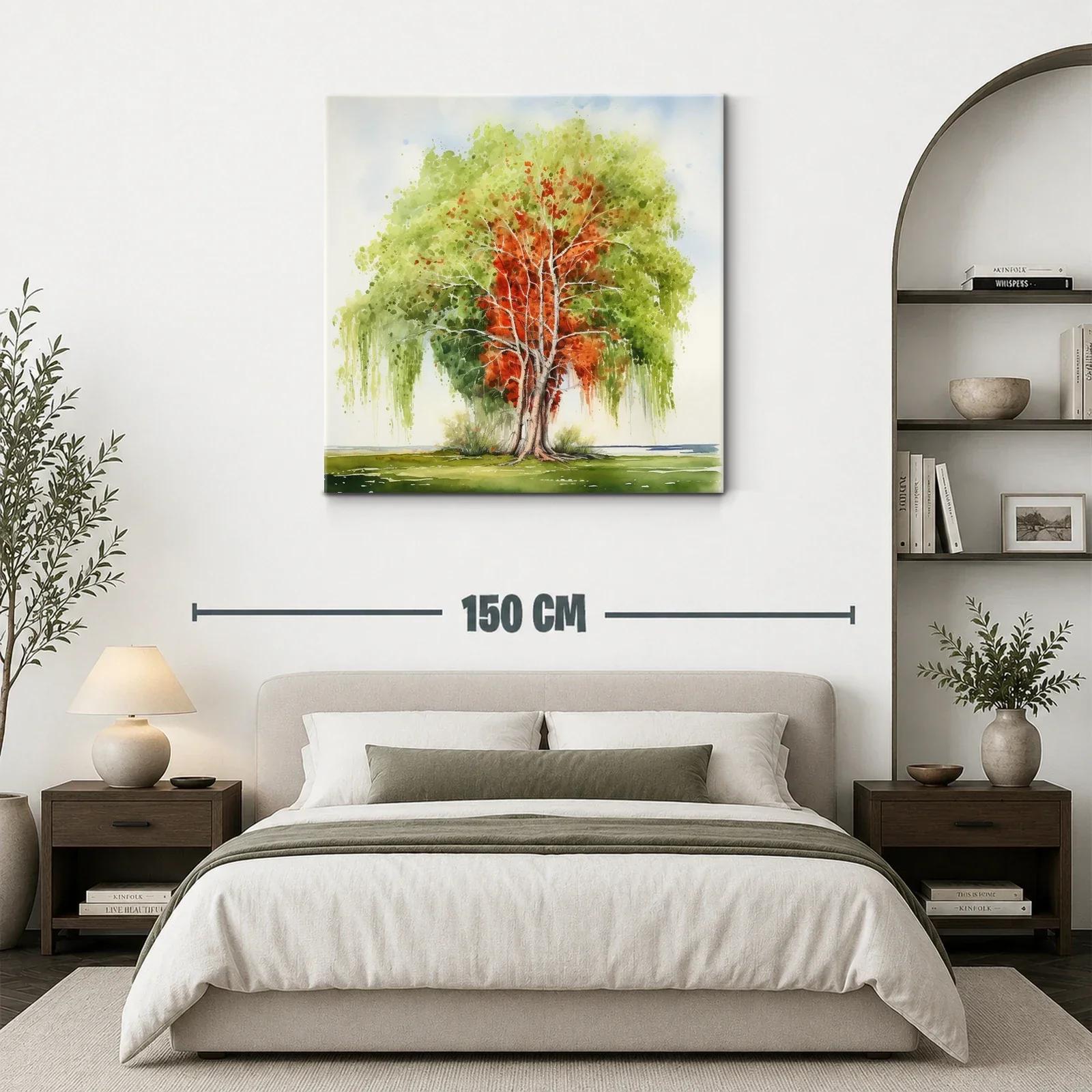 Árbol en plena transición con vibrantes tonos otoñales y verdes — miniatura 3