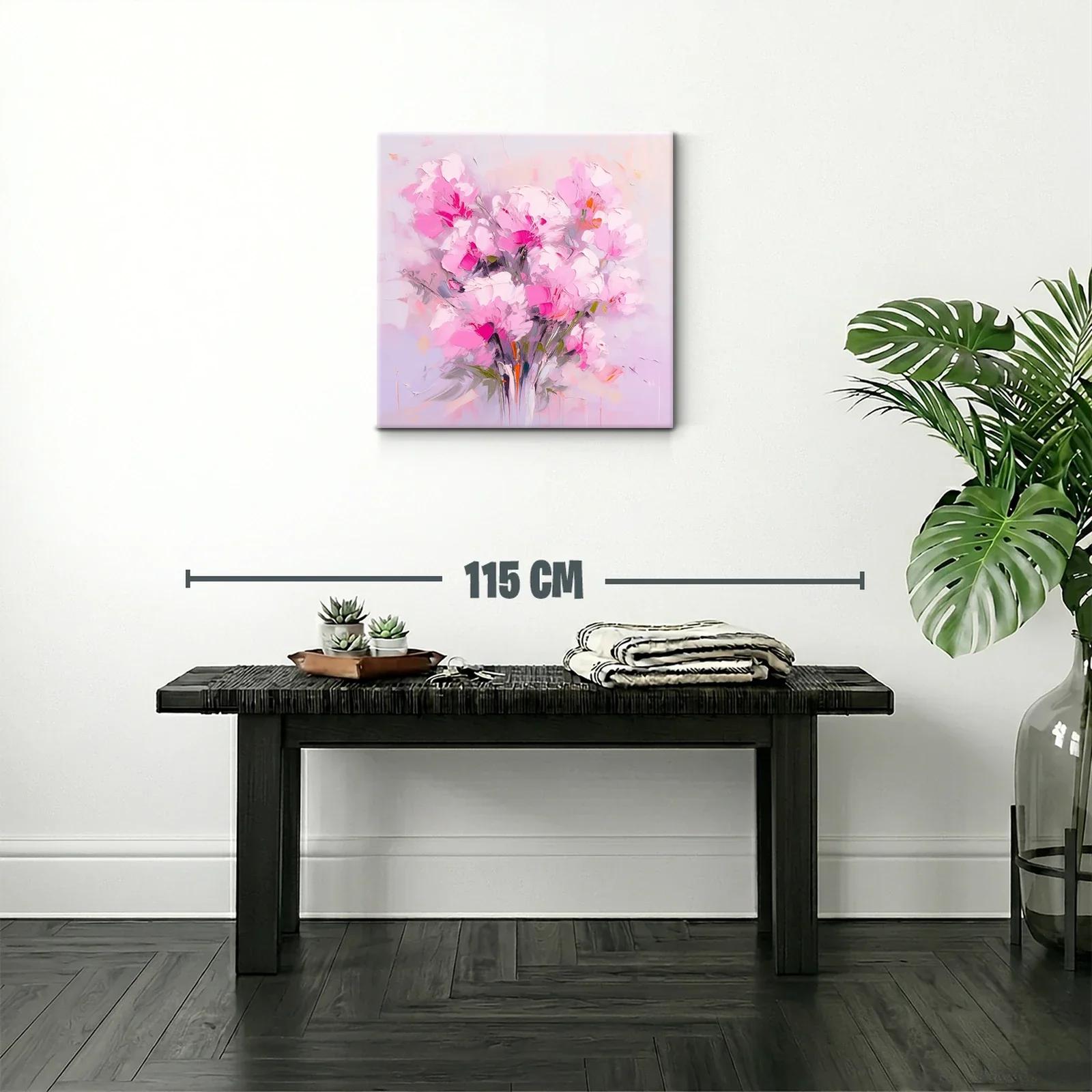 Cuadro floral vibrante en tonos rosas y lilas suaves — miniatura 2