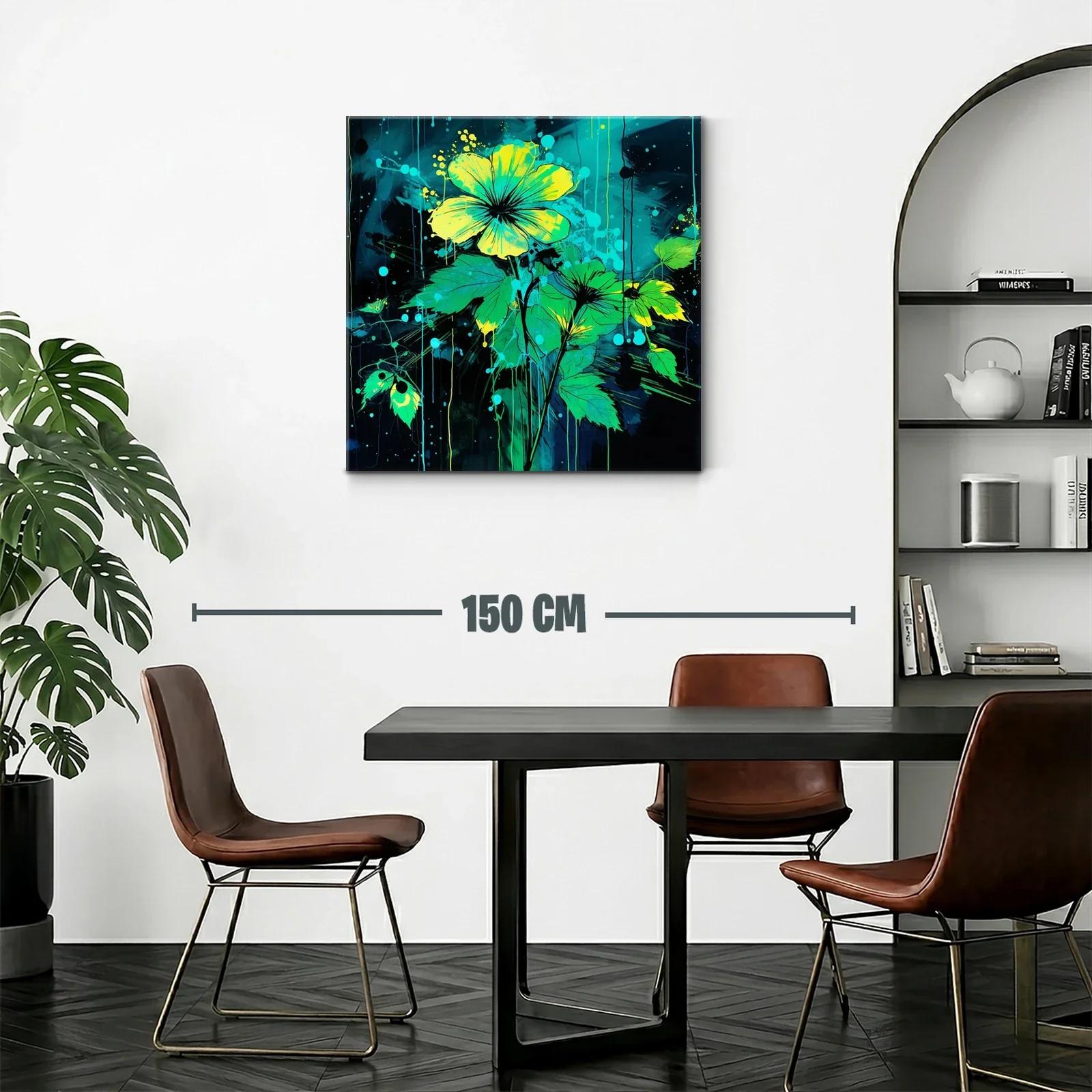 Cuadro floral vibrante en tonos verdes y amarillos — miniatura 2