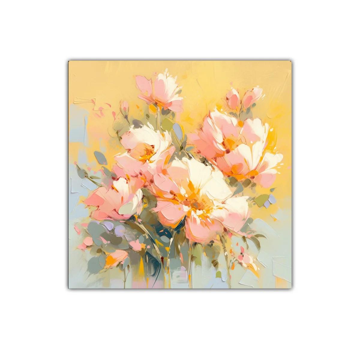 Cuadro con ramo de flores en tonos pastel