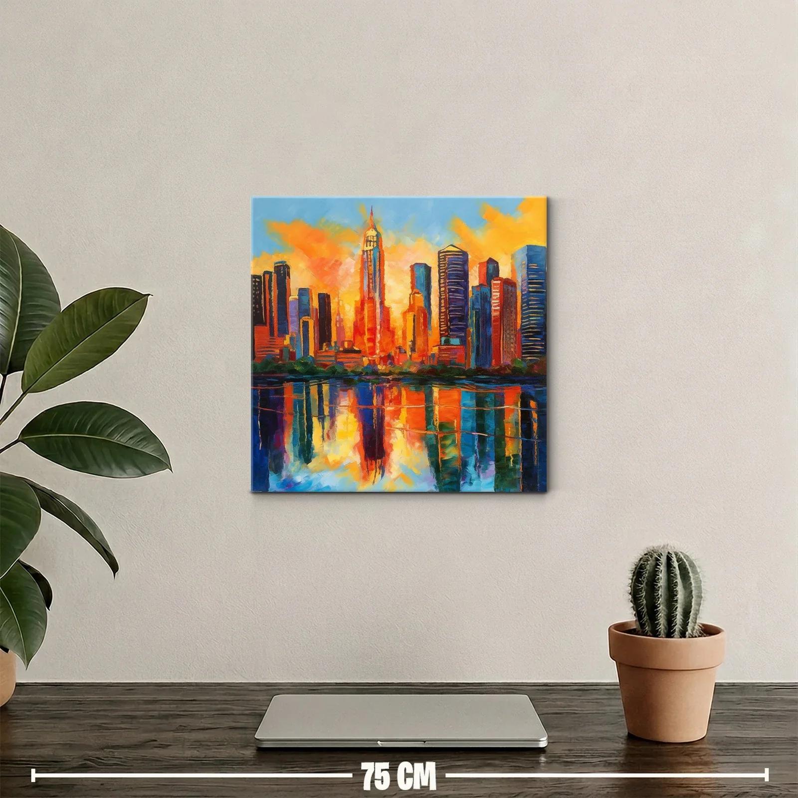Atardecer vibrante en ciudad con reflejos impresionantes — miniatura 2