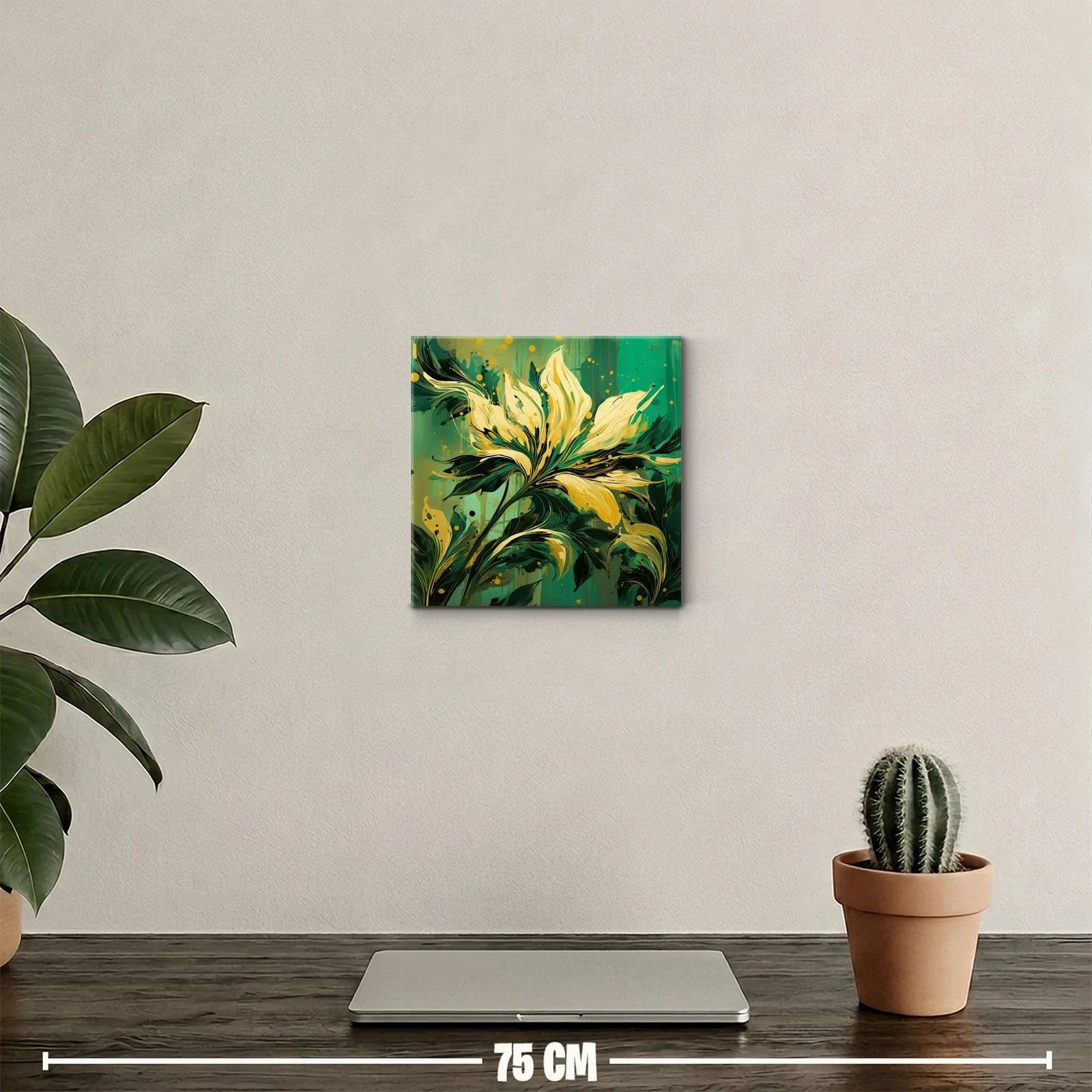 Flor abstracta en tonos verdes y amarillos vibrantes — miniatura 2