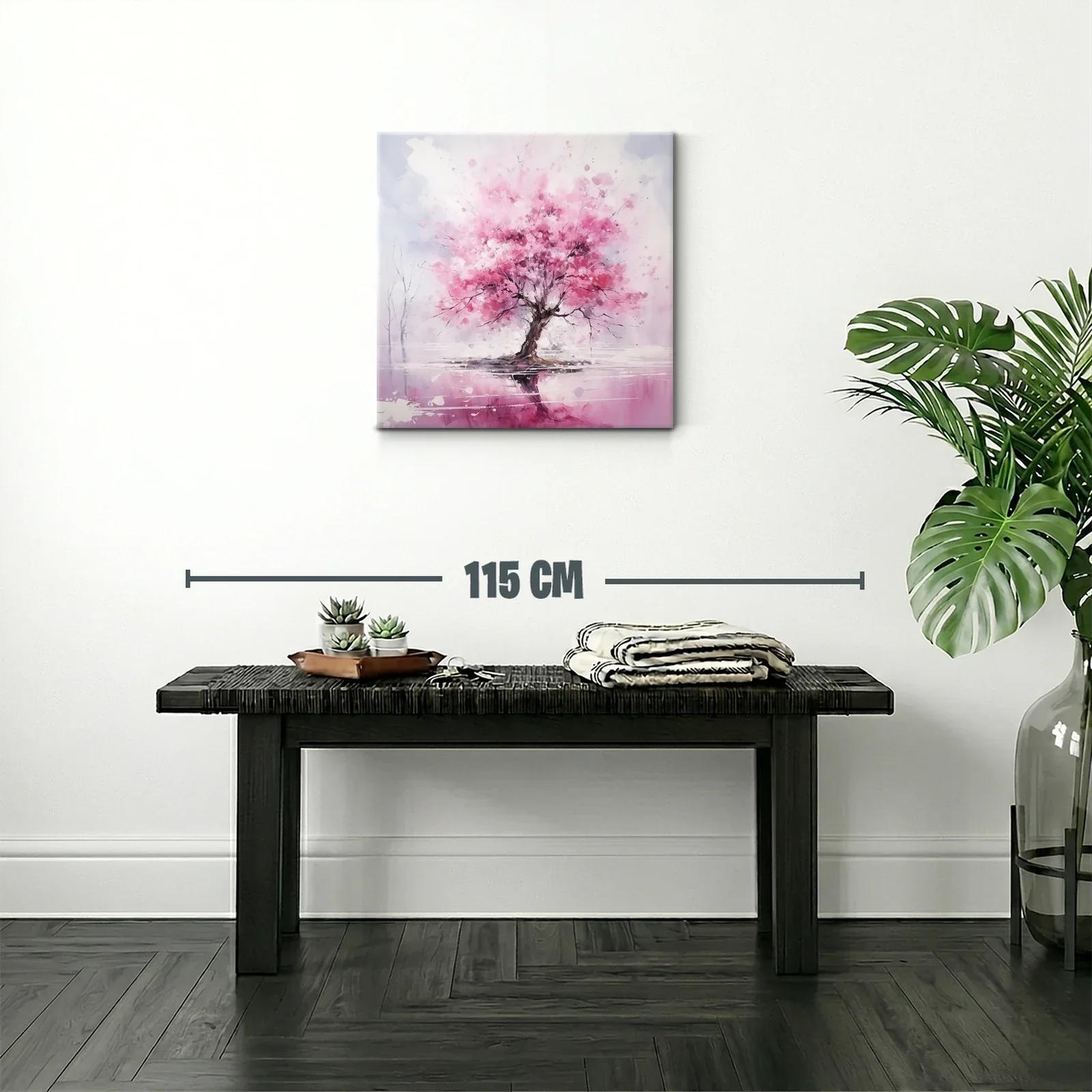 Árbol con vibrante floración en tonos rosas y reflejo — miniatura 2