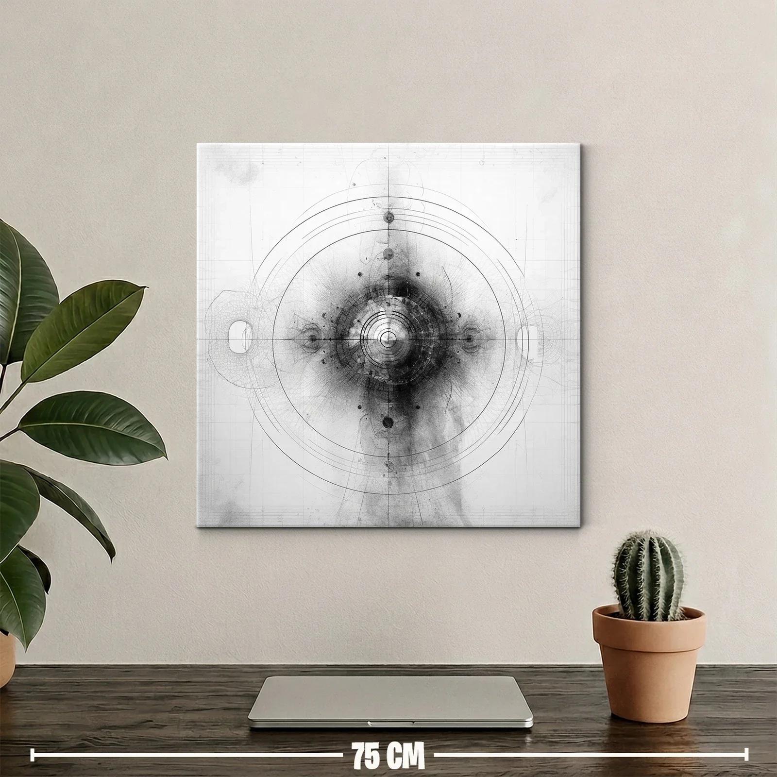 Composición abstracta en tonos grises con círculos concéntricos — miniatura 2