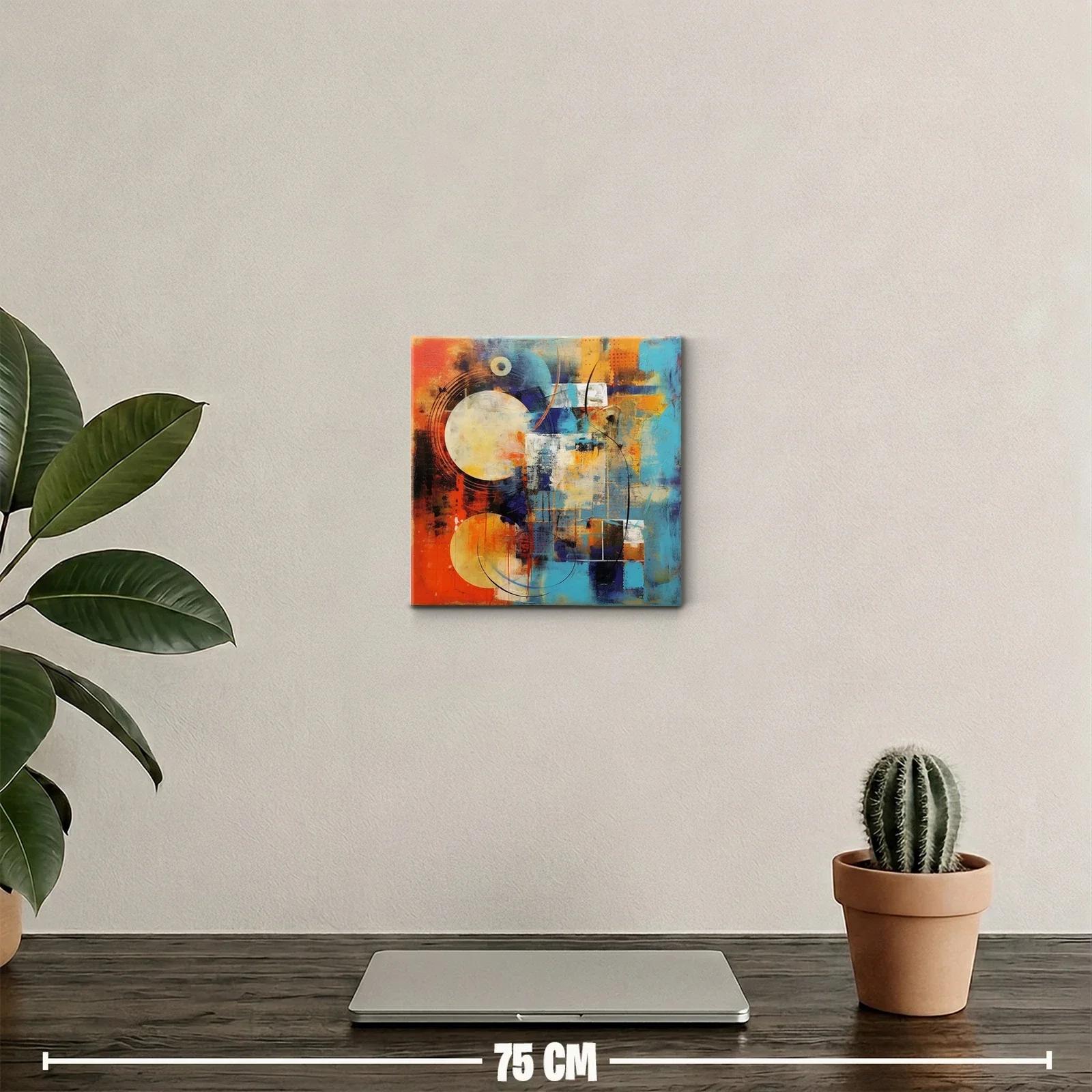 Cuadro decorativo abstracto con formas circulares y tonos cálidos — miniatura 2