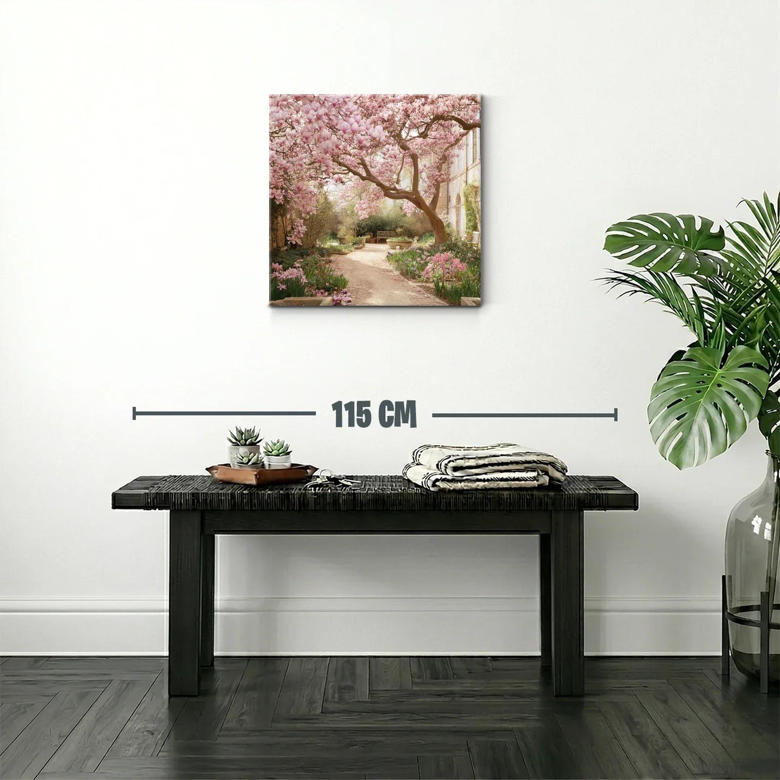 Jardín florecido con árbol de magnolia rosa en primavera — miniatura 2