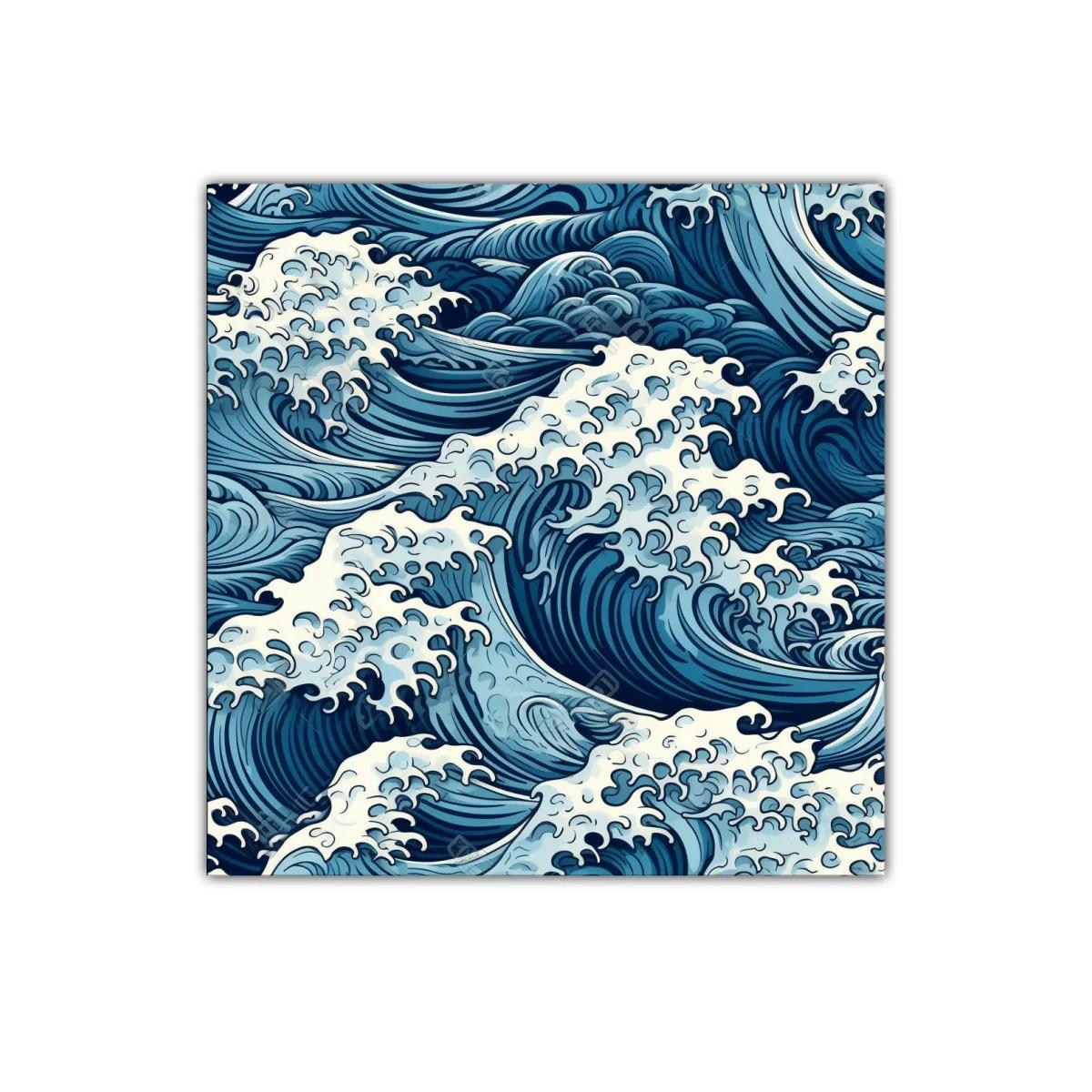 Cuadro con Motivo de Olas en Tonos Azules y Blancos — imagen principal