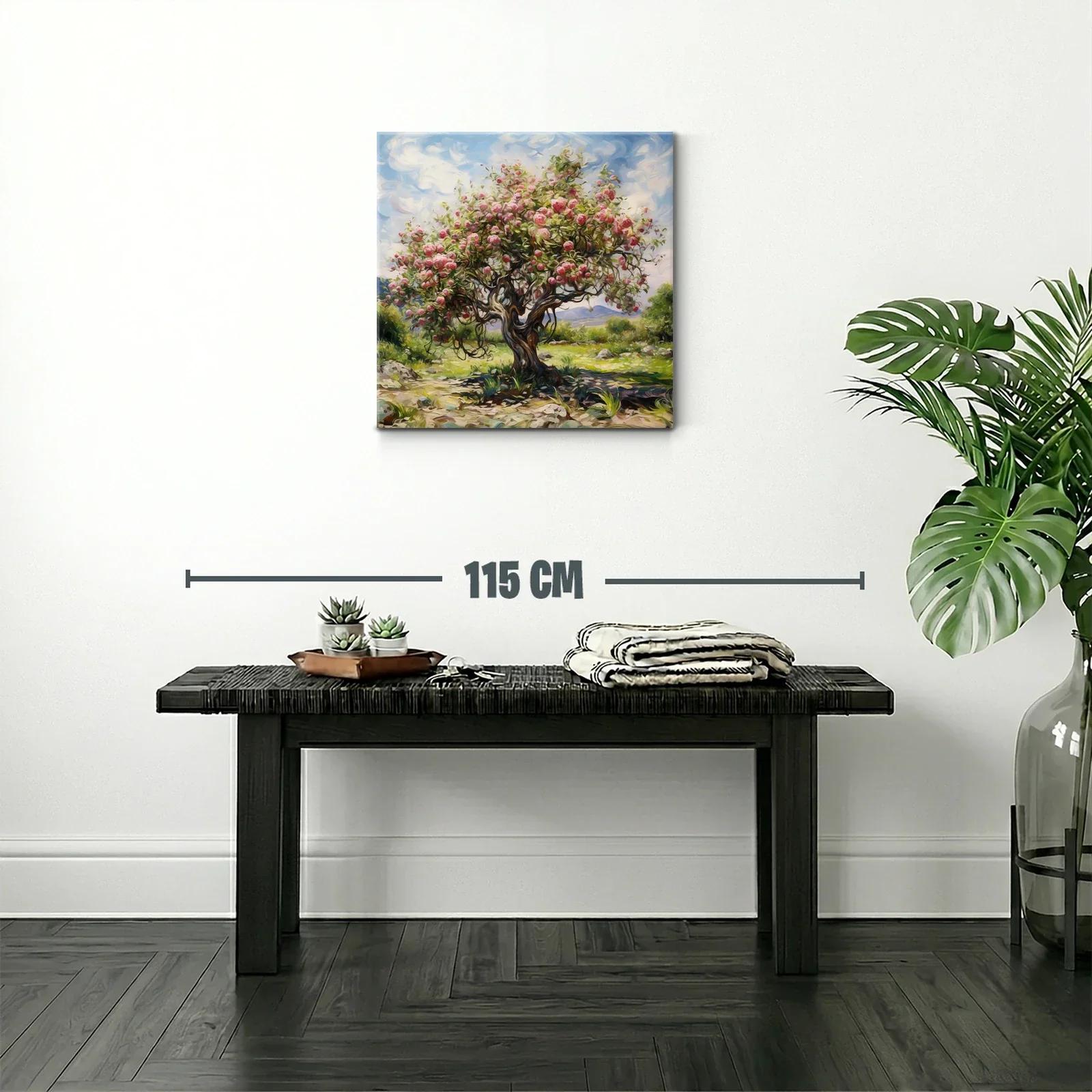 Árbol florido con manzanas en paisaje natural — miniatura 2