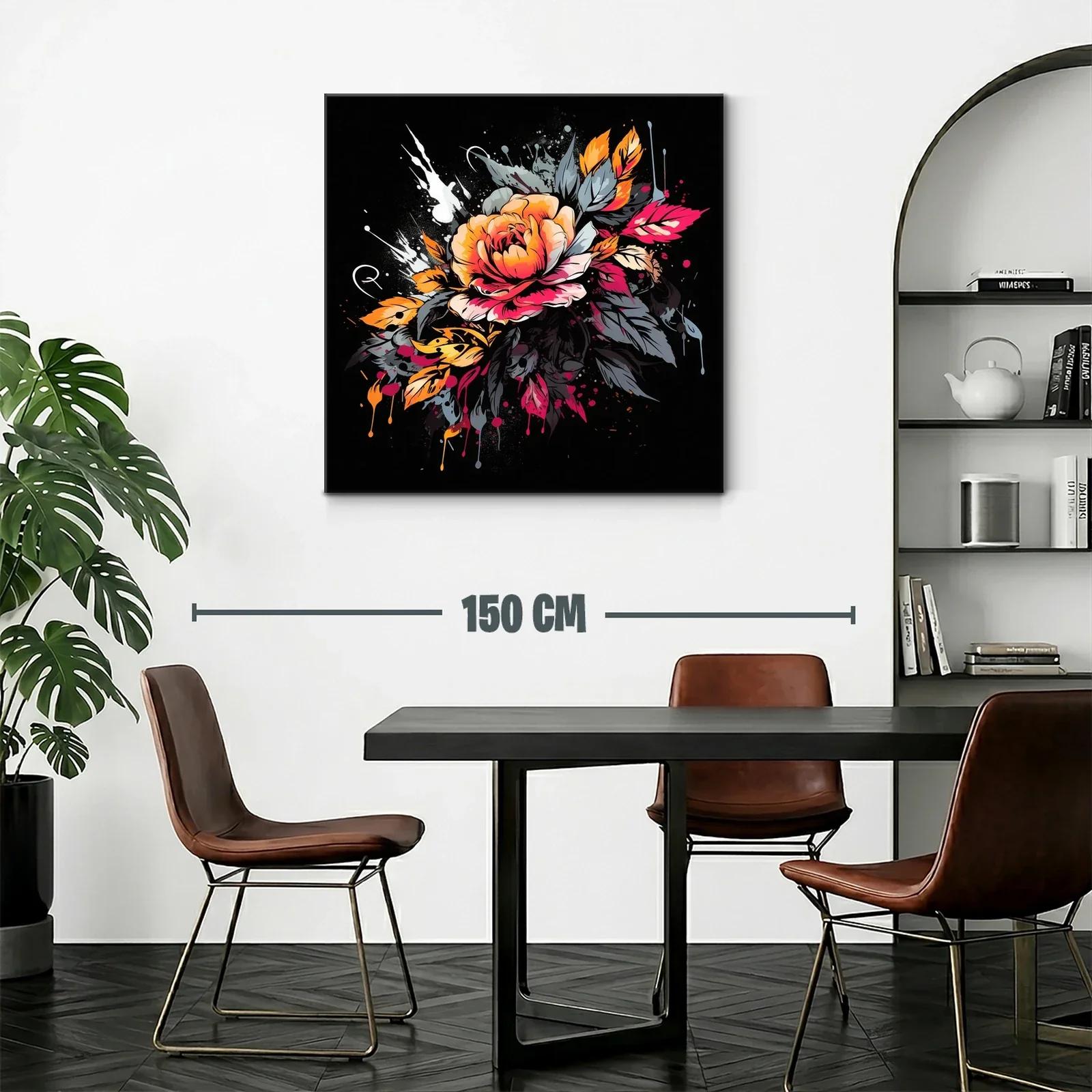 Cuadro moderno con flor en tonos cálidos y diseño vibrante — miniatura 2