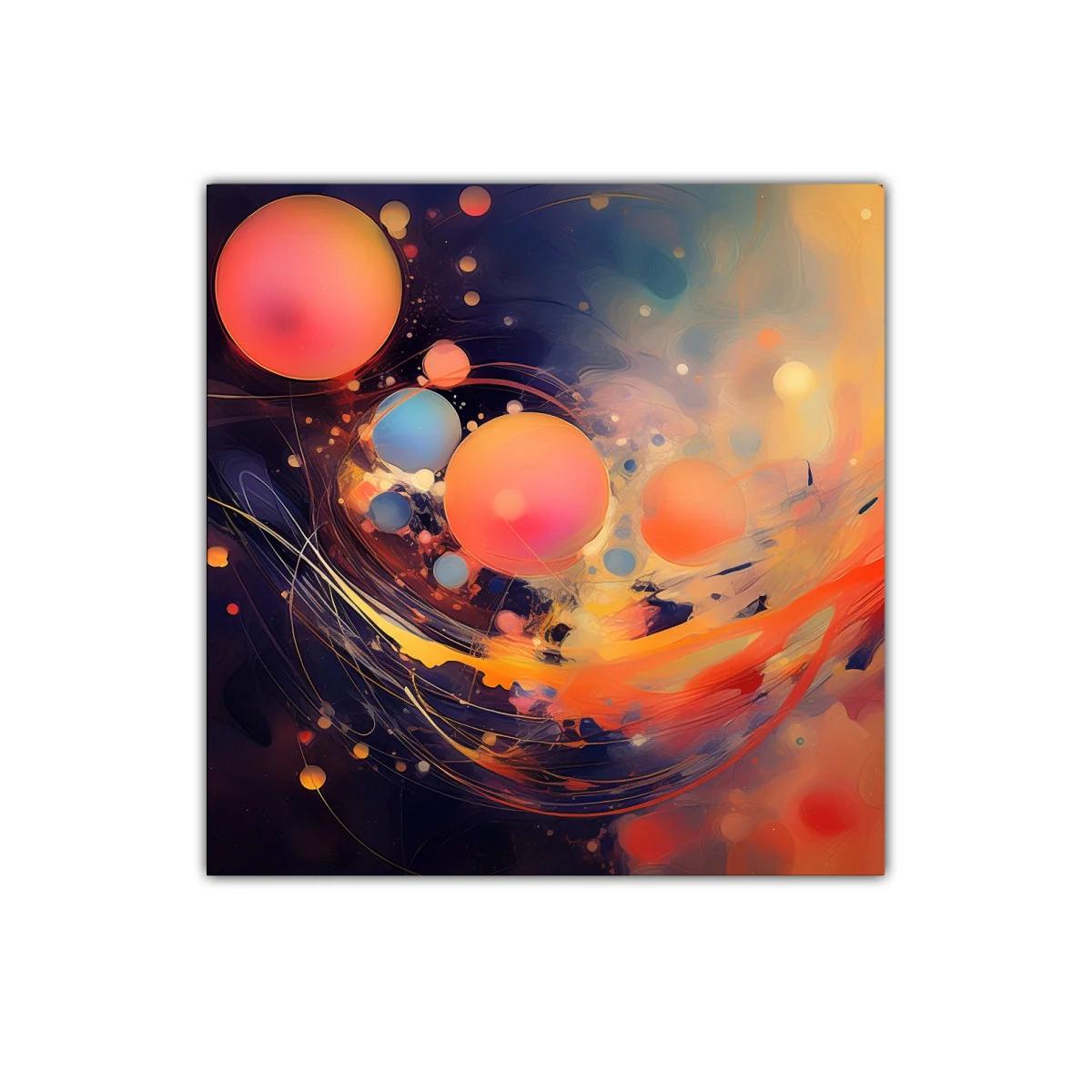 Cuadro abstracto con esferas vibrantes y dinámicas — imagen principal