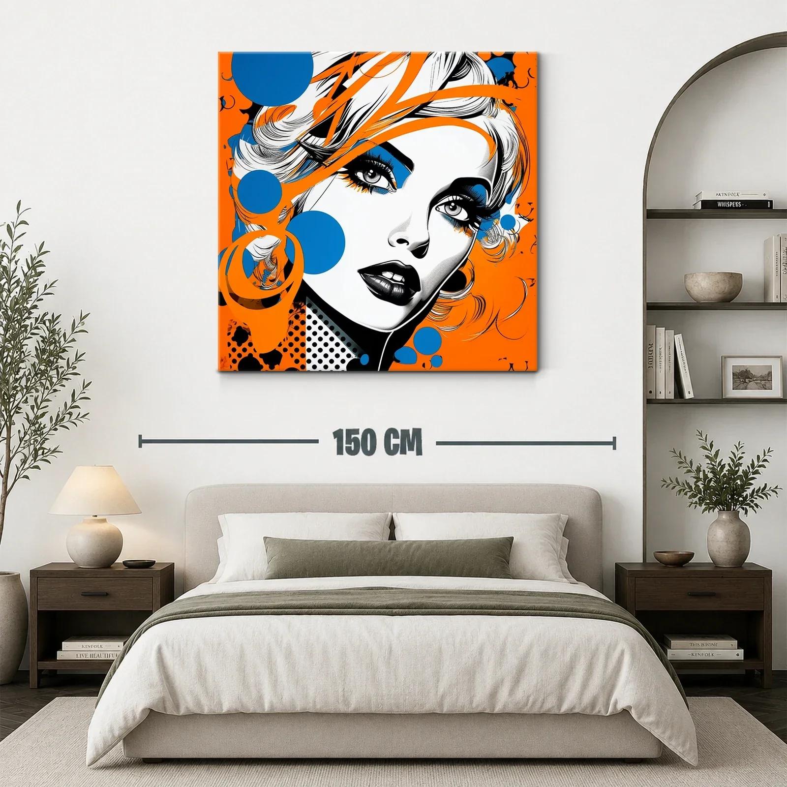 Retrato pop art femenino en vibrantes tonos naranja y azul — miniatura 3