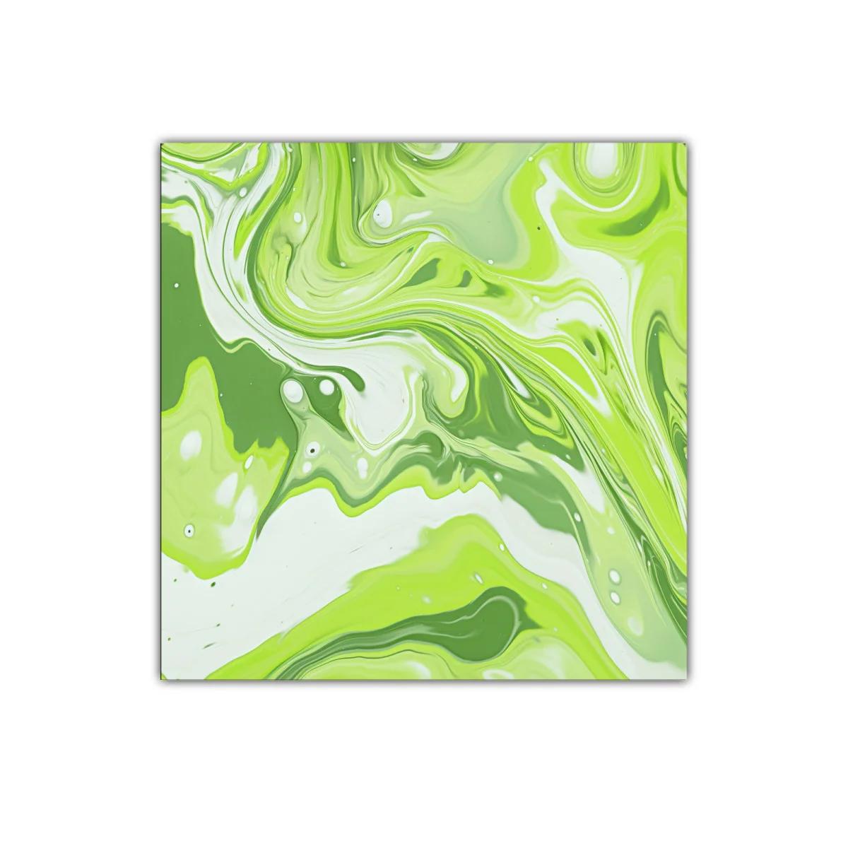 Cuadro decorativo con diseño abstracto en tonos verdes y blancos
