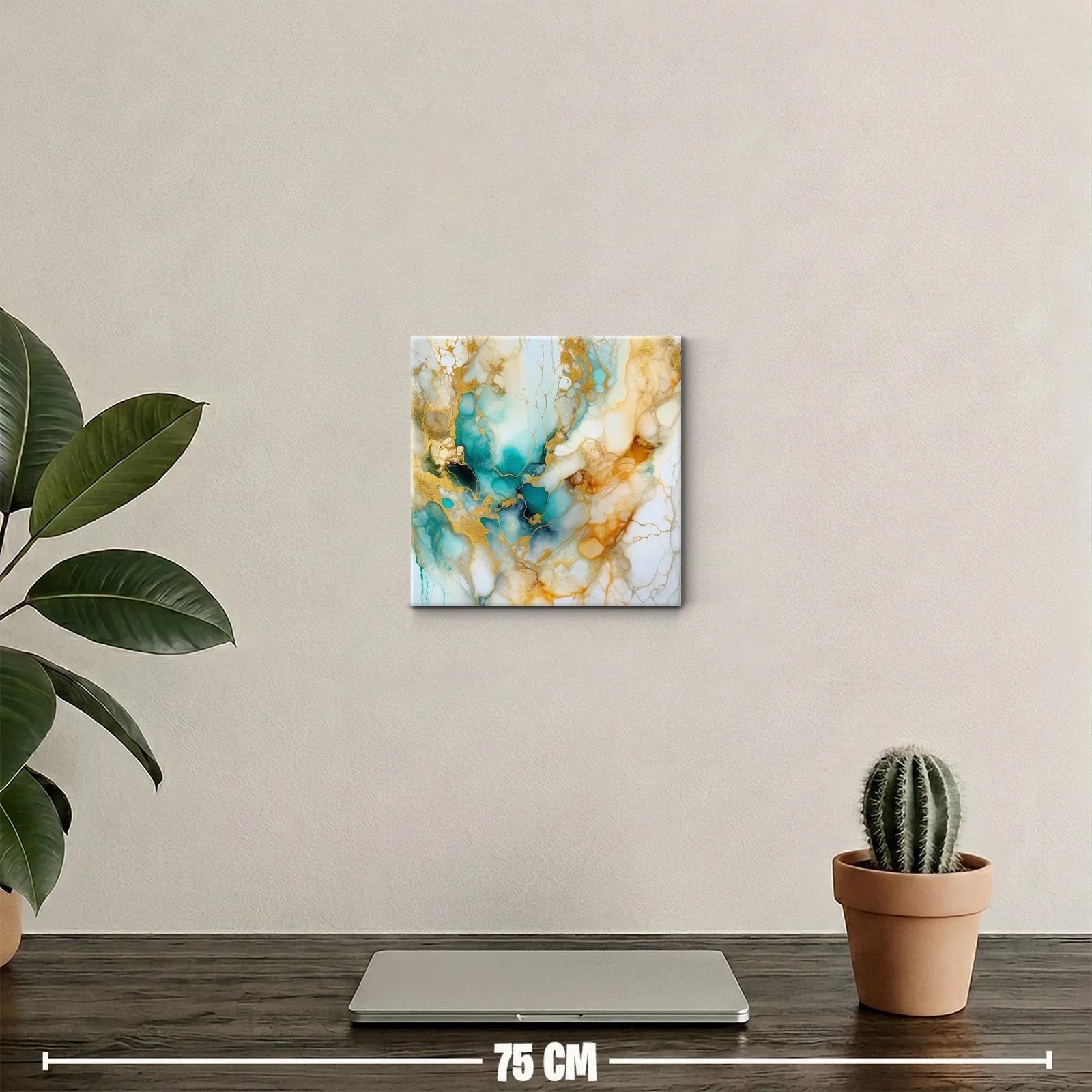Composición abstracta en azul, dorado y tonos tierra suaves — miniatura 2