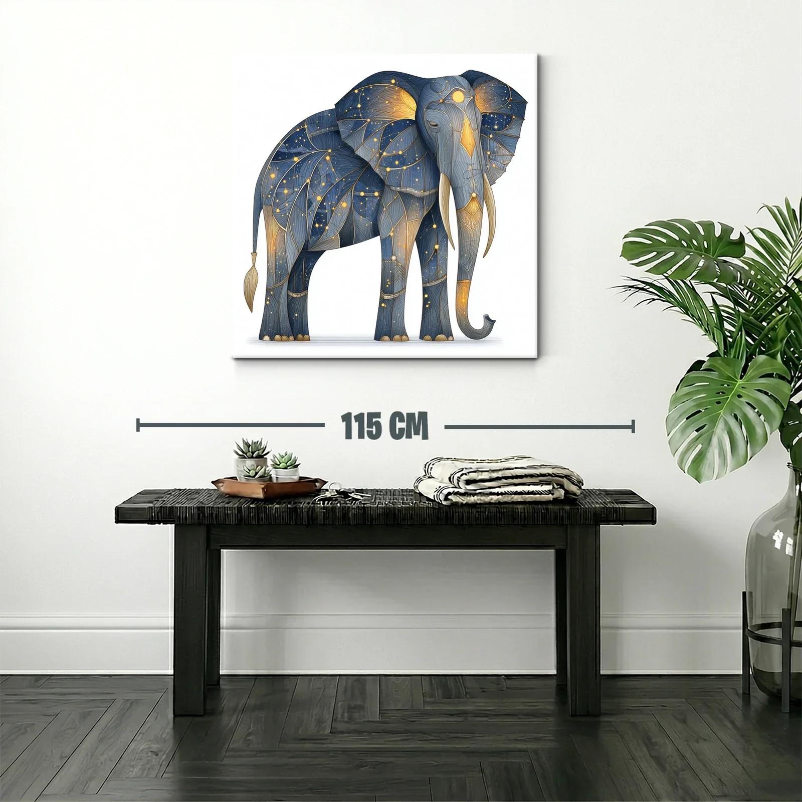Elefante místico con constelaciones doradas y azul noche — miniatura 2