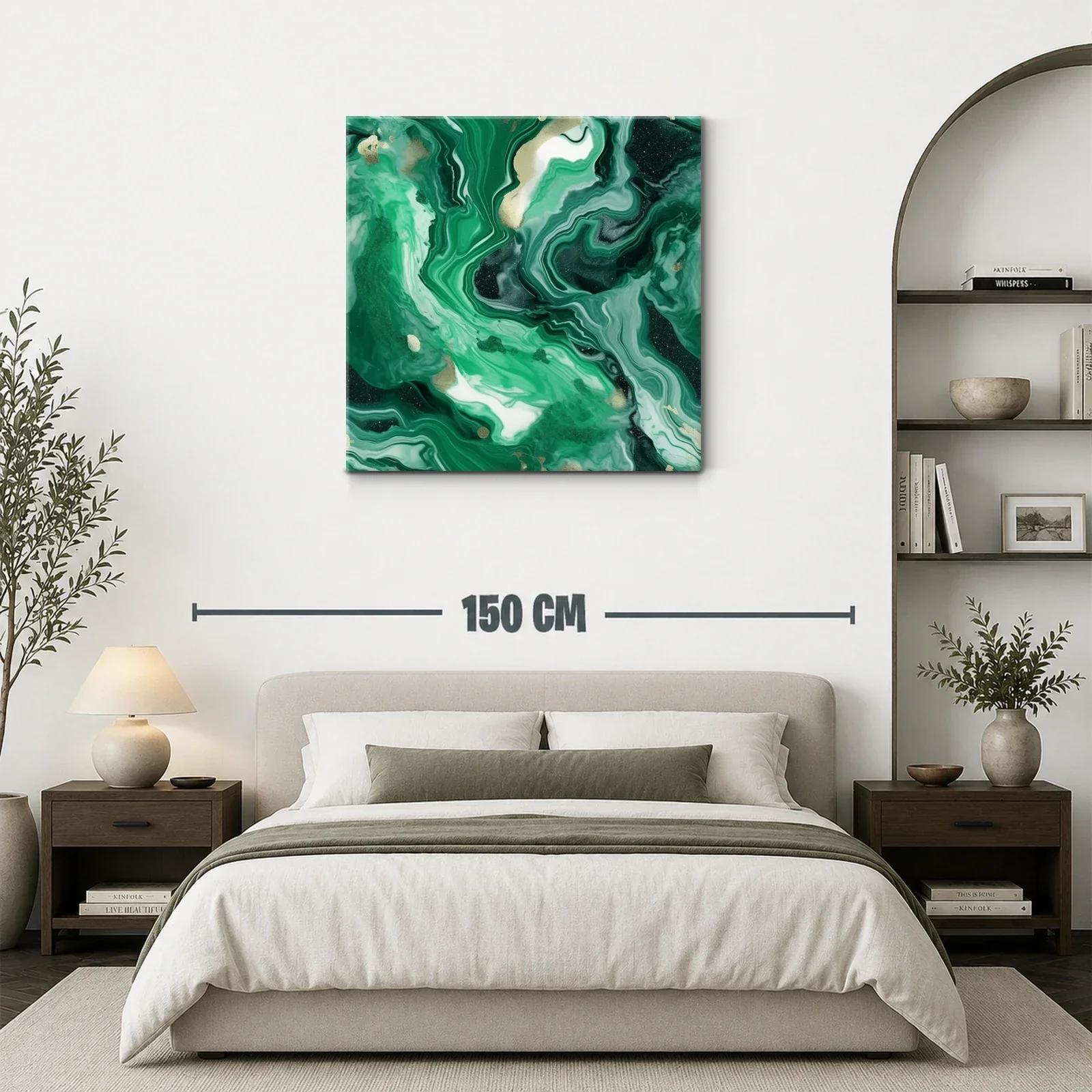 Arte abstracto con tonos verdes y detalles dorados — miniatura 3