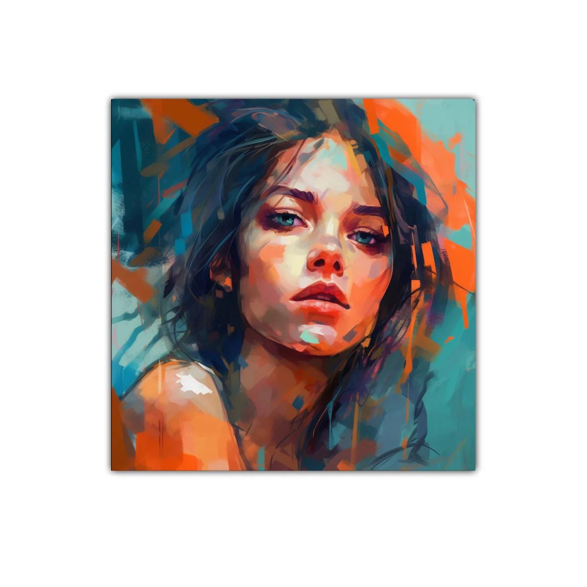 Retrato expresivo en tonos vivos y contrastantes