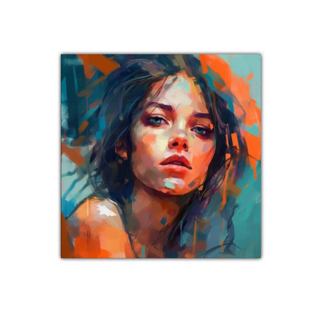 Retrato expresivo en tonos vivos y contrastantes