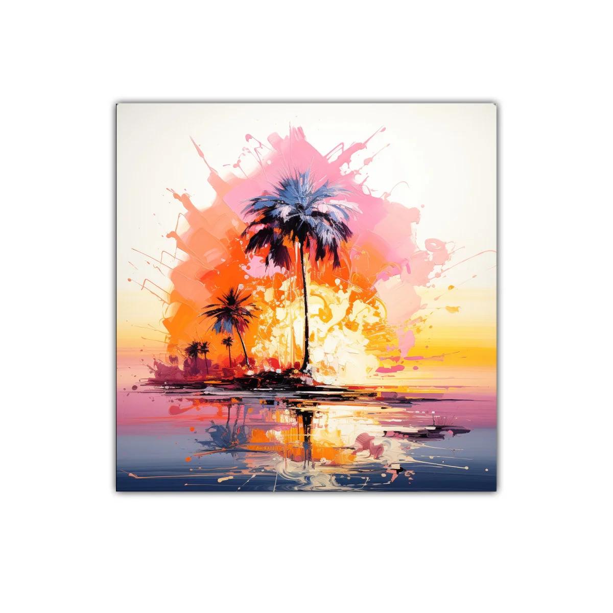 Palmeras al atardecer en explosión de color vibrante — imagen principal