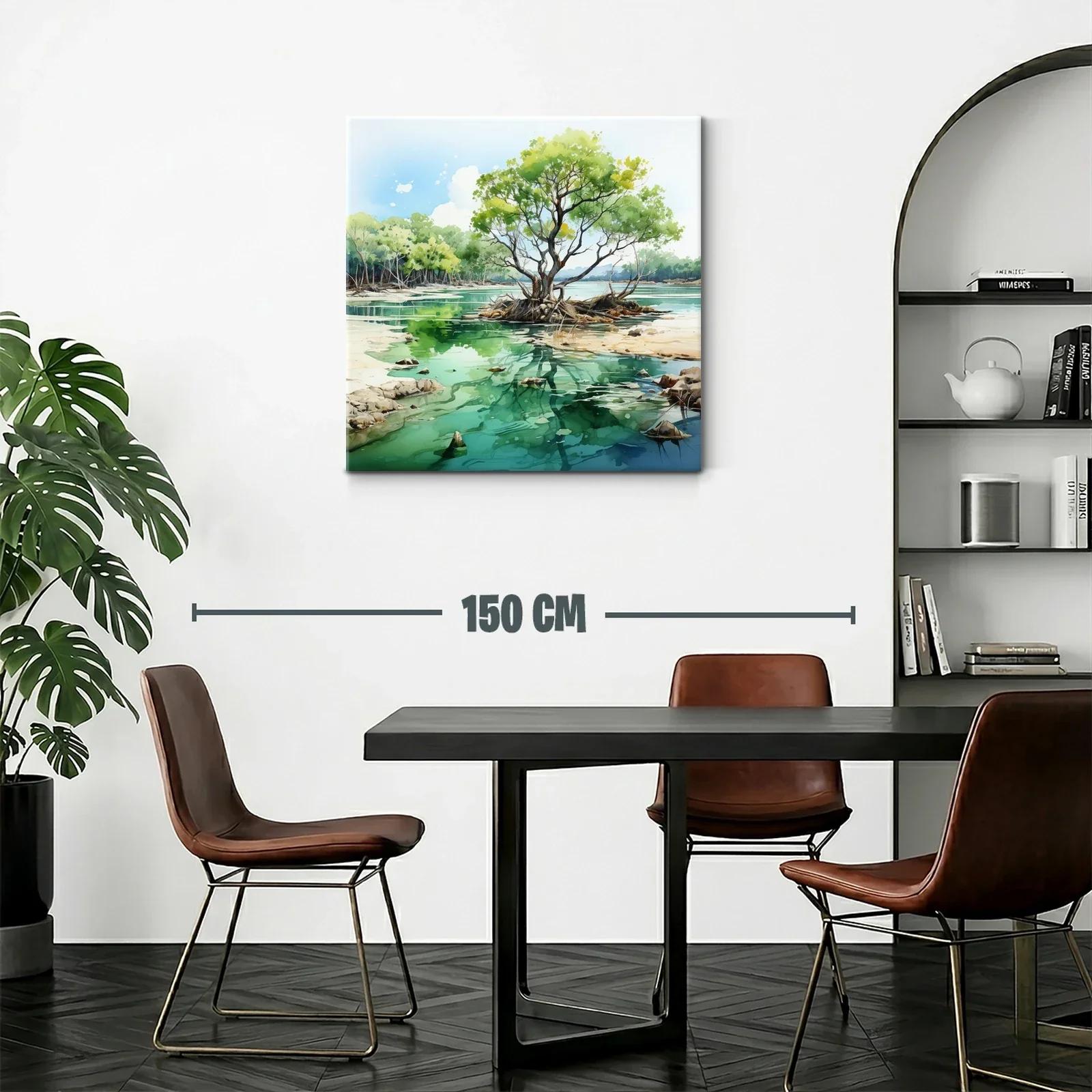 Serena escena natural con árbol y reflejos en lago tranquilo — miniatura 2