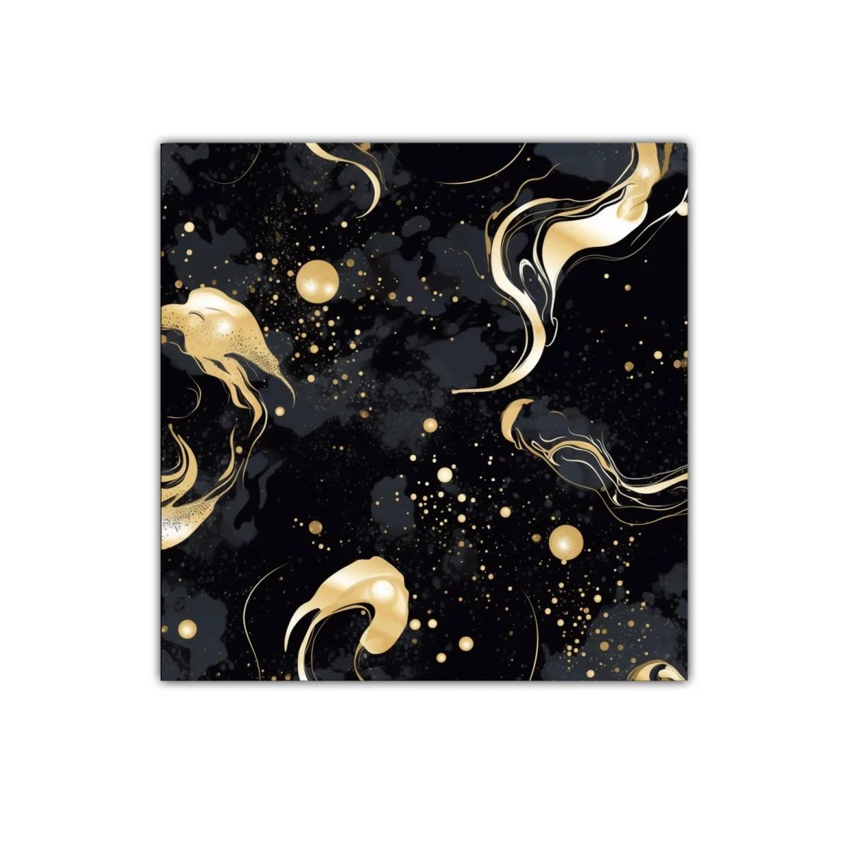 Cuadro abstracto con destellos dorados sobre fondo negro — miniatura 1