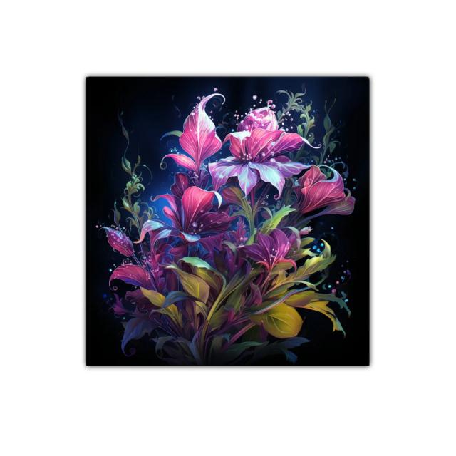 Exuberante composición floral vibrante en tonos intensos