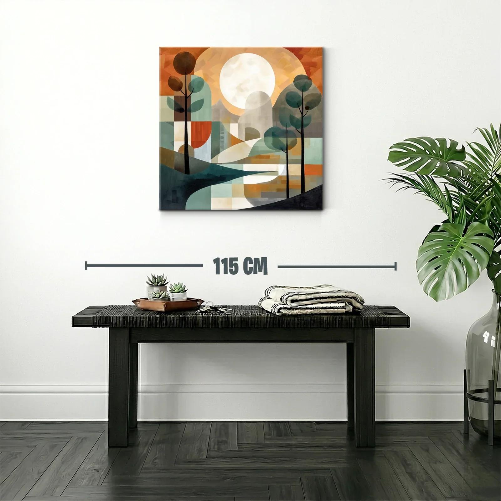 Paisaje abstracto con árboles y gran luna brillante — miniatura 2