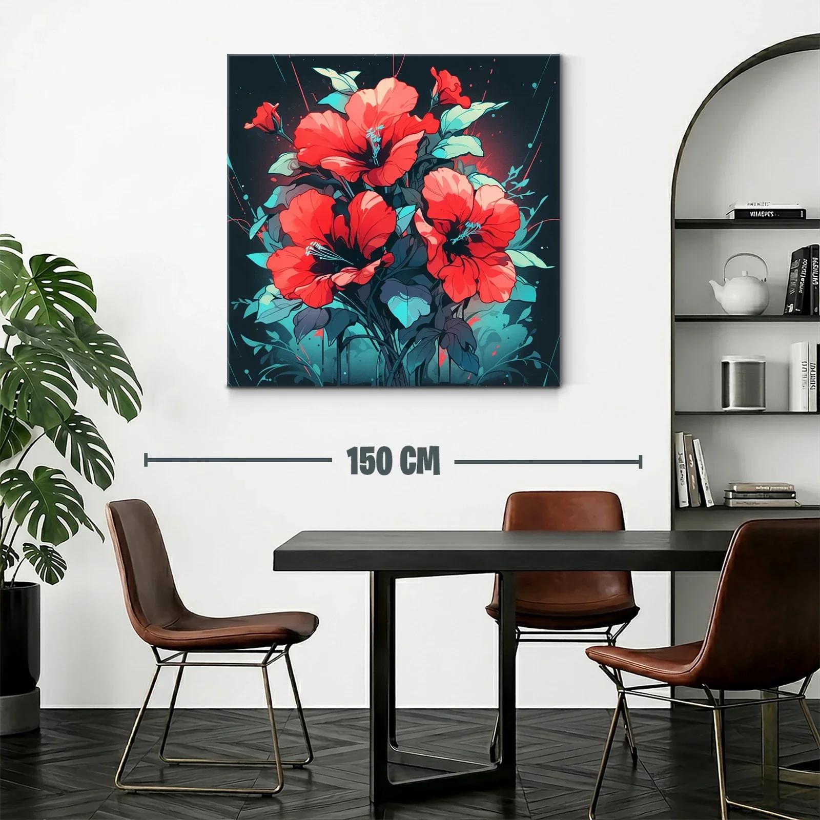 Ramo vibrante de flores rojas con toques celestes — miniatura 2