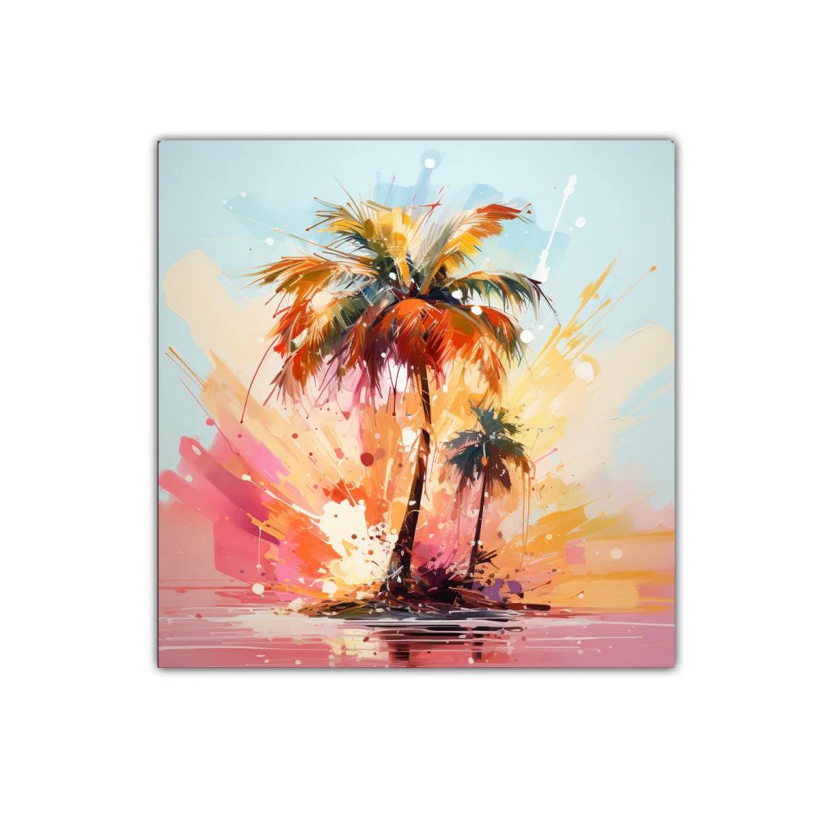 Cuadro decorativo de palmeras tropicales vibrantes — imagen principal