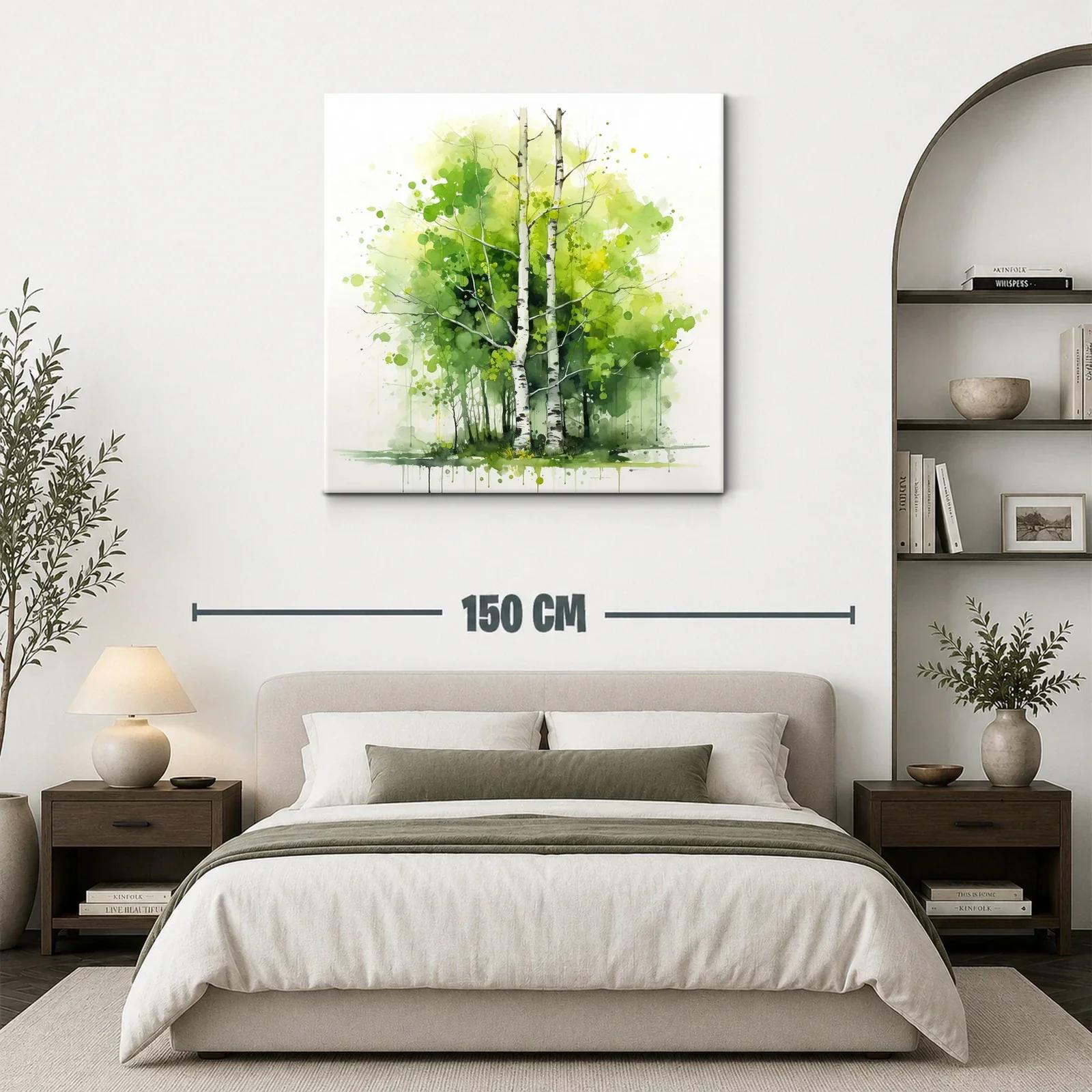 Bosque de abedules en tonos verdes y amarillos — miniatura 3