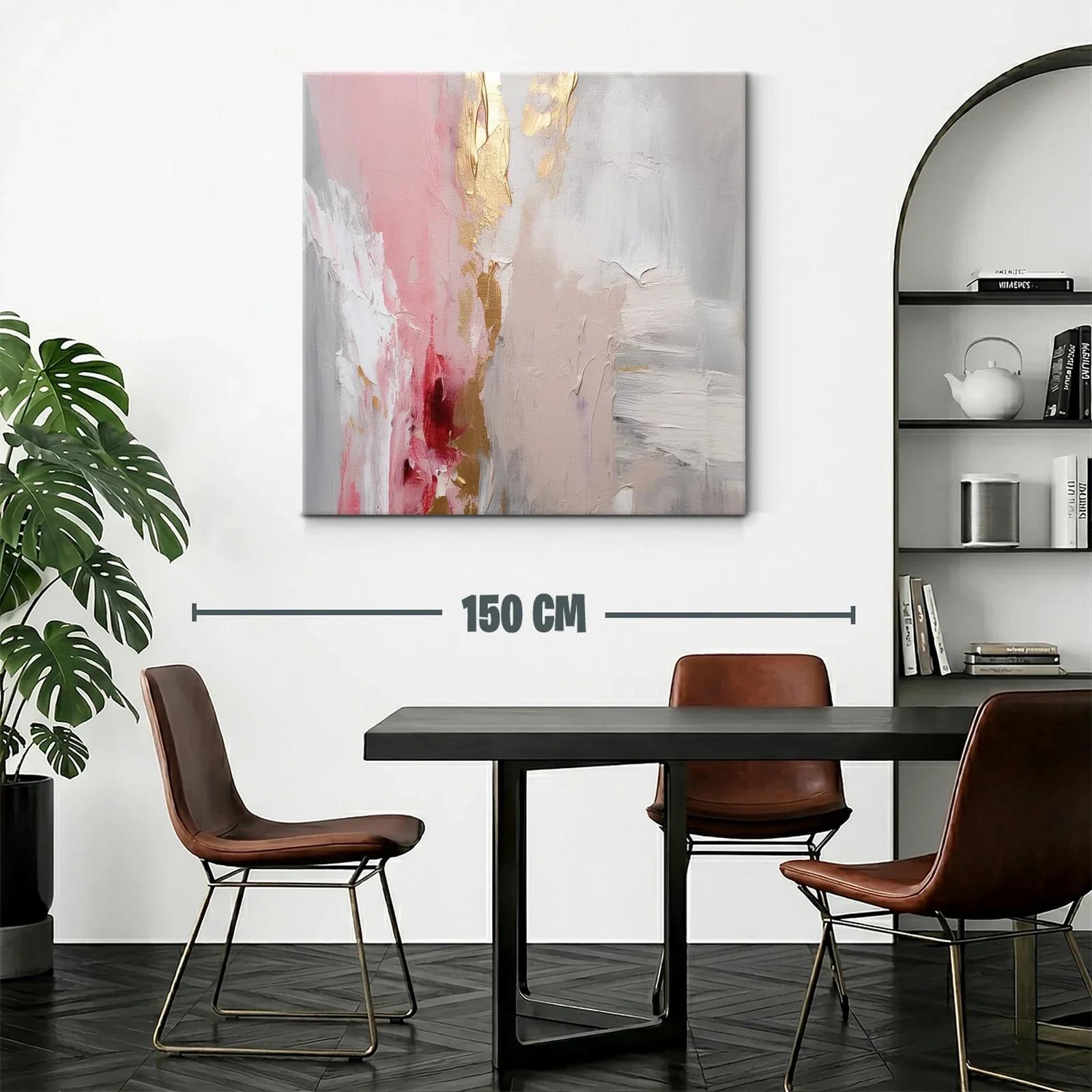 Cuadro abstracto en tonos rosas y dorados elegantes — miniatura 2