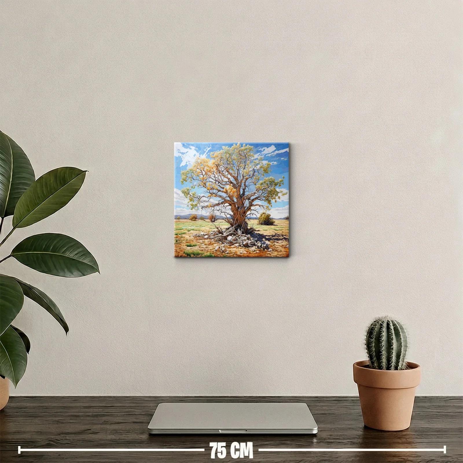 Árbol con hojas doradas en paisaje soleado — miniatura 2