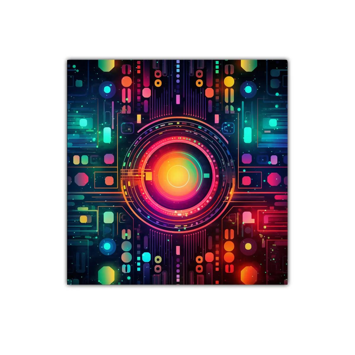 Composición abstracta con formas geométricas y colores vibrantes