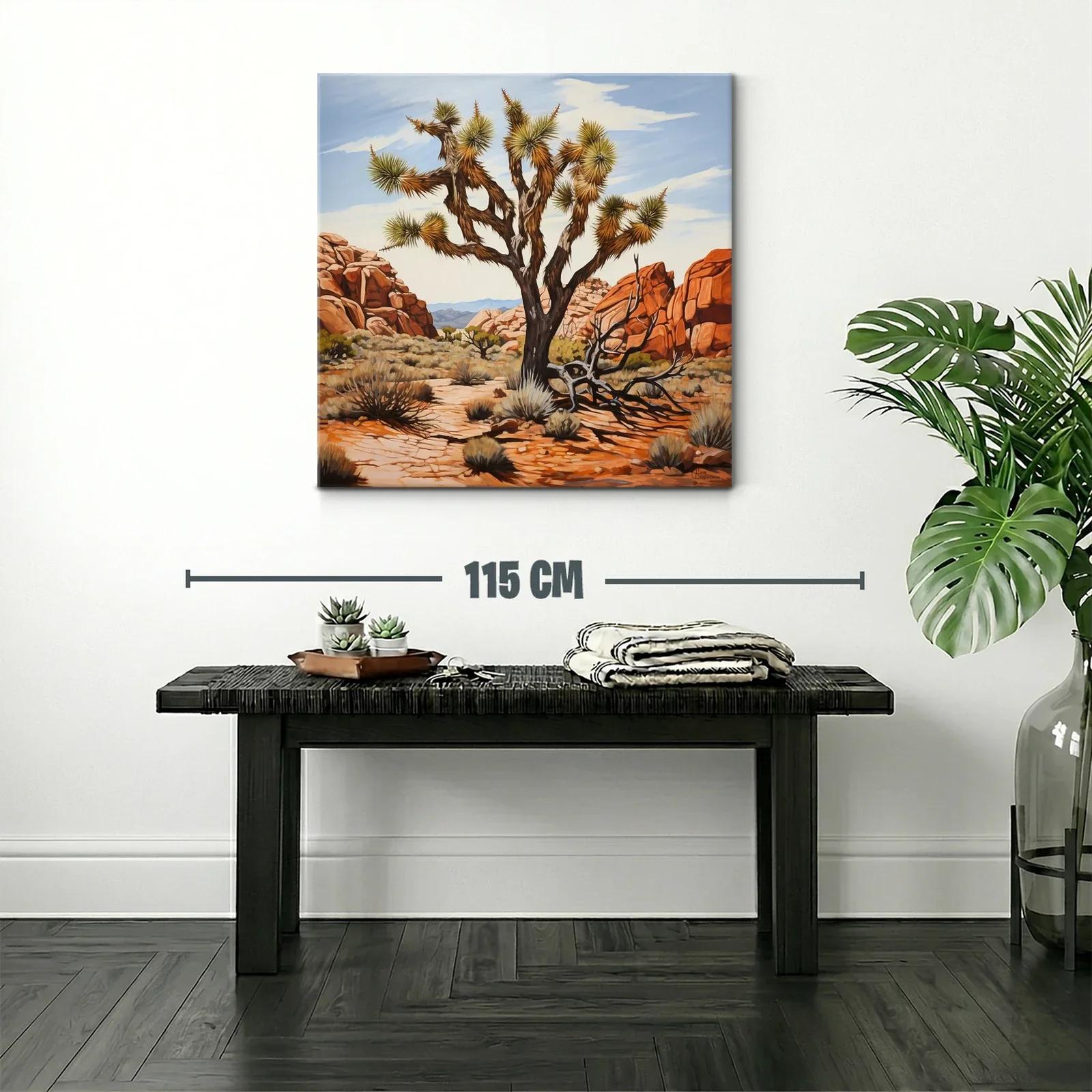 Paisaje árido con árbol solitario y rocas rojizas — miniatura 2