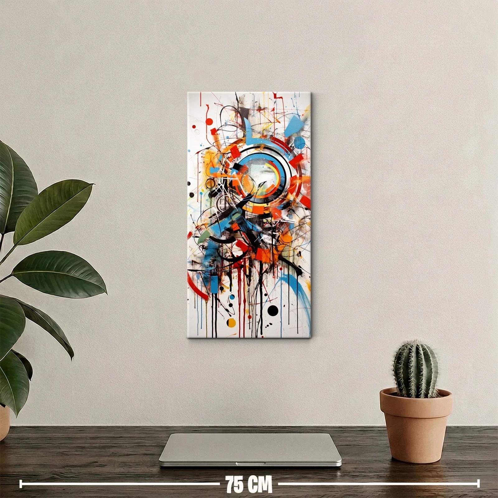 Cuadro círculos concéntricos abstractos con salpicaduras y goteos — miniatura 2