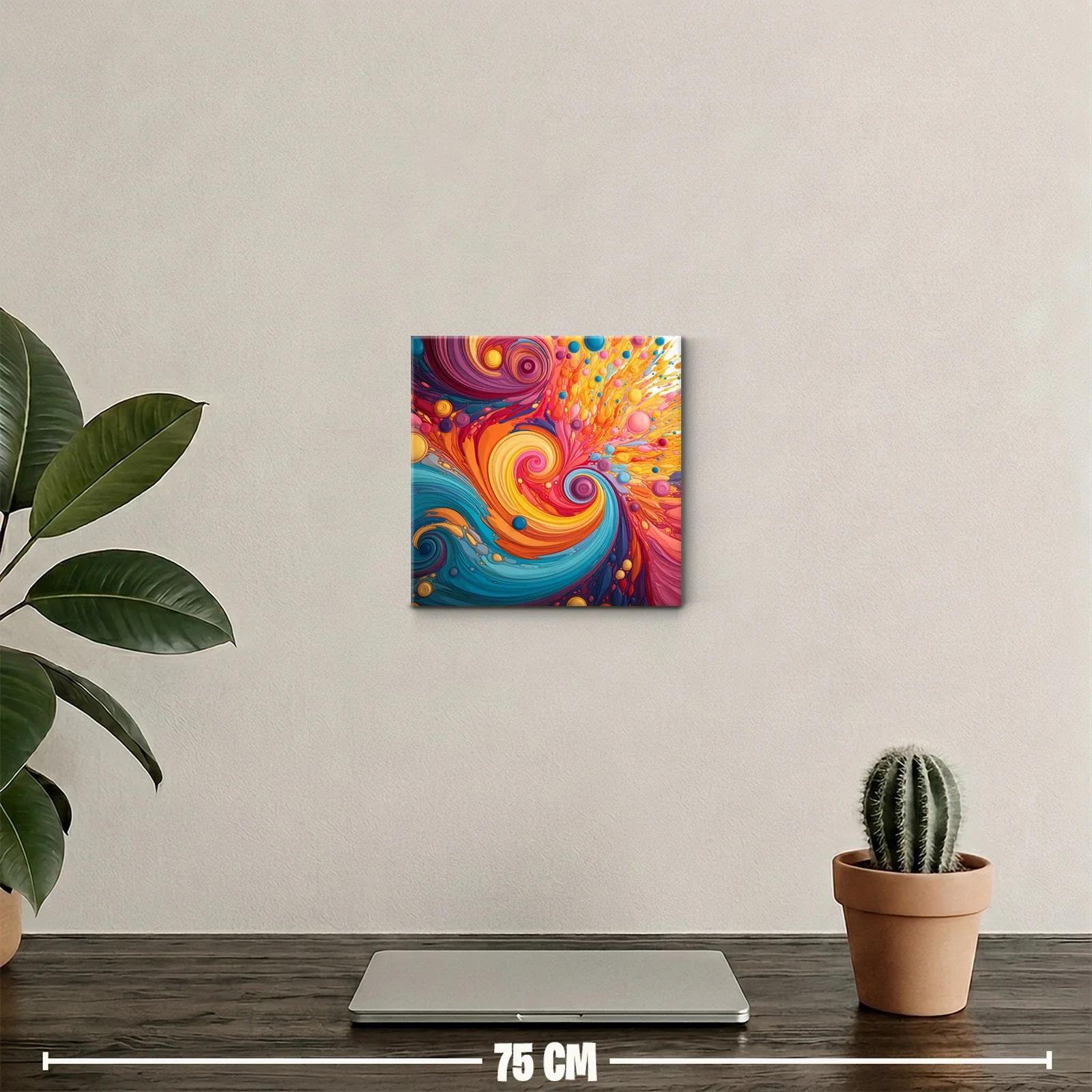 Cuadro abstracto explosión de colores vibrantes y dinamismo — miniatura 2